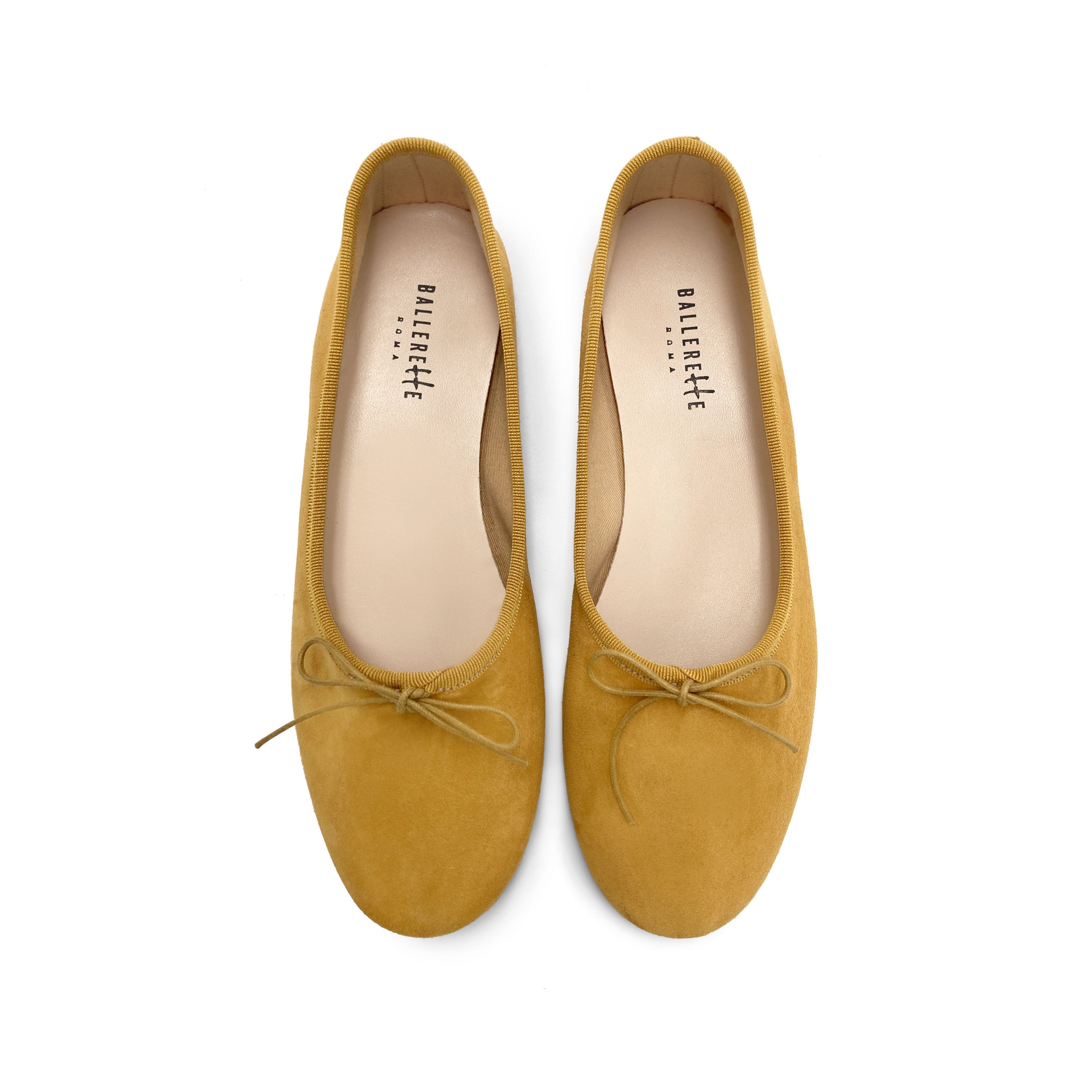 Mustard yellow suede "glove shoes" ballet flats