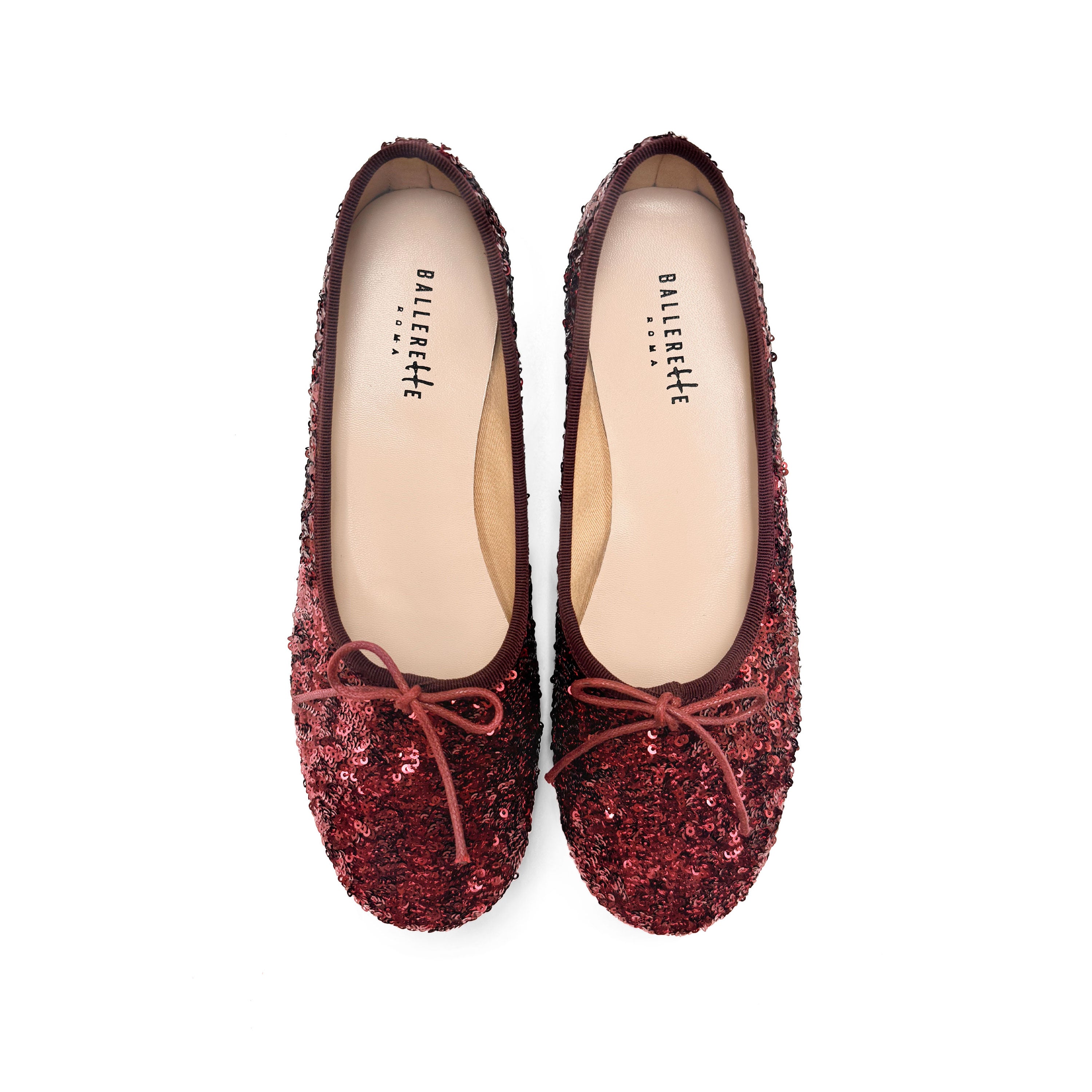 Burgundy sequin high-vamp ballet flats