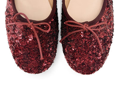 Burgundy sequin high-vamp ballet flats