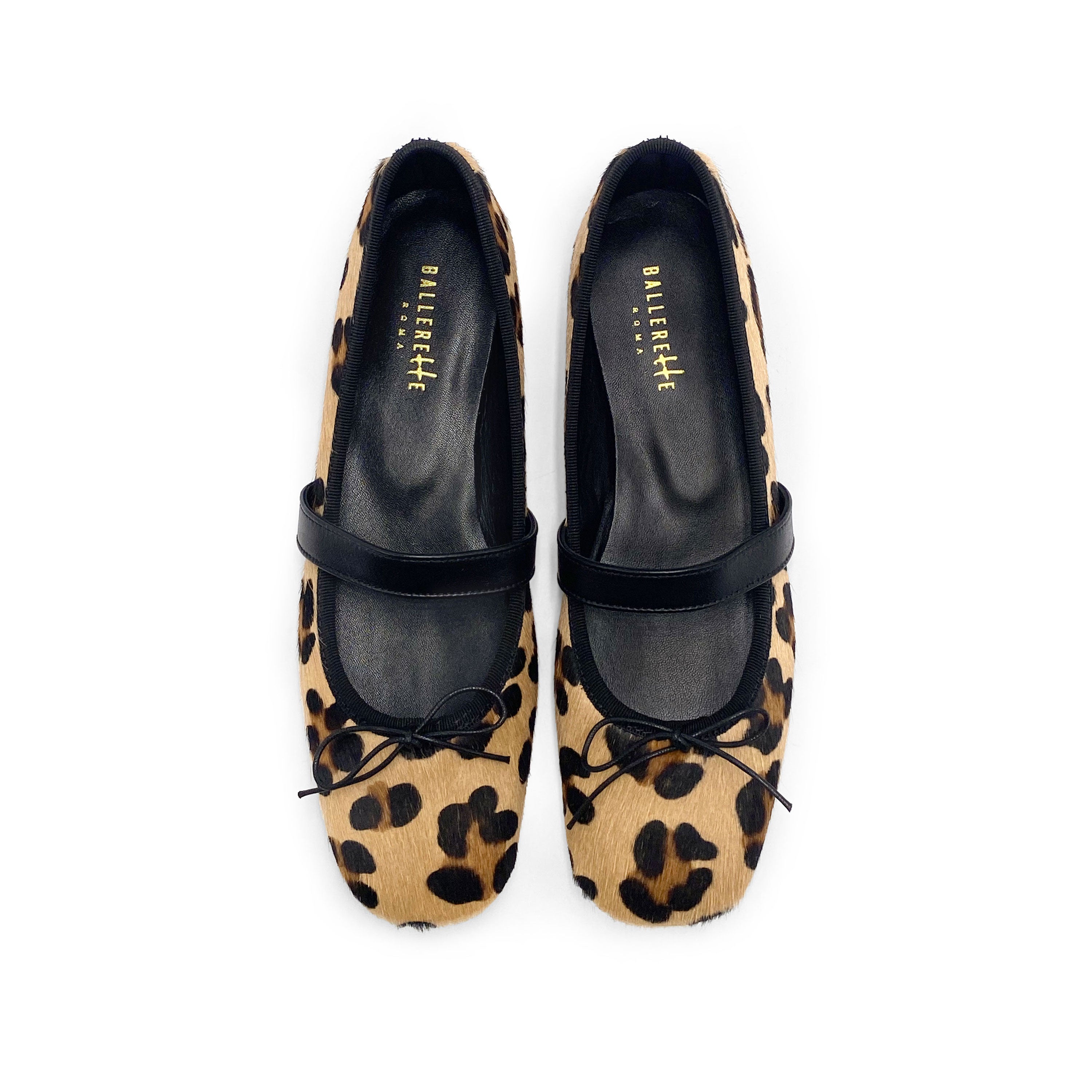 Animalier calf hair ballet flats with strap