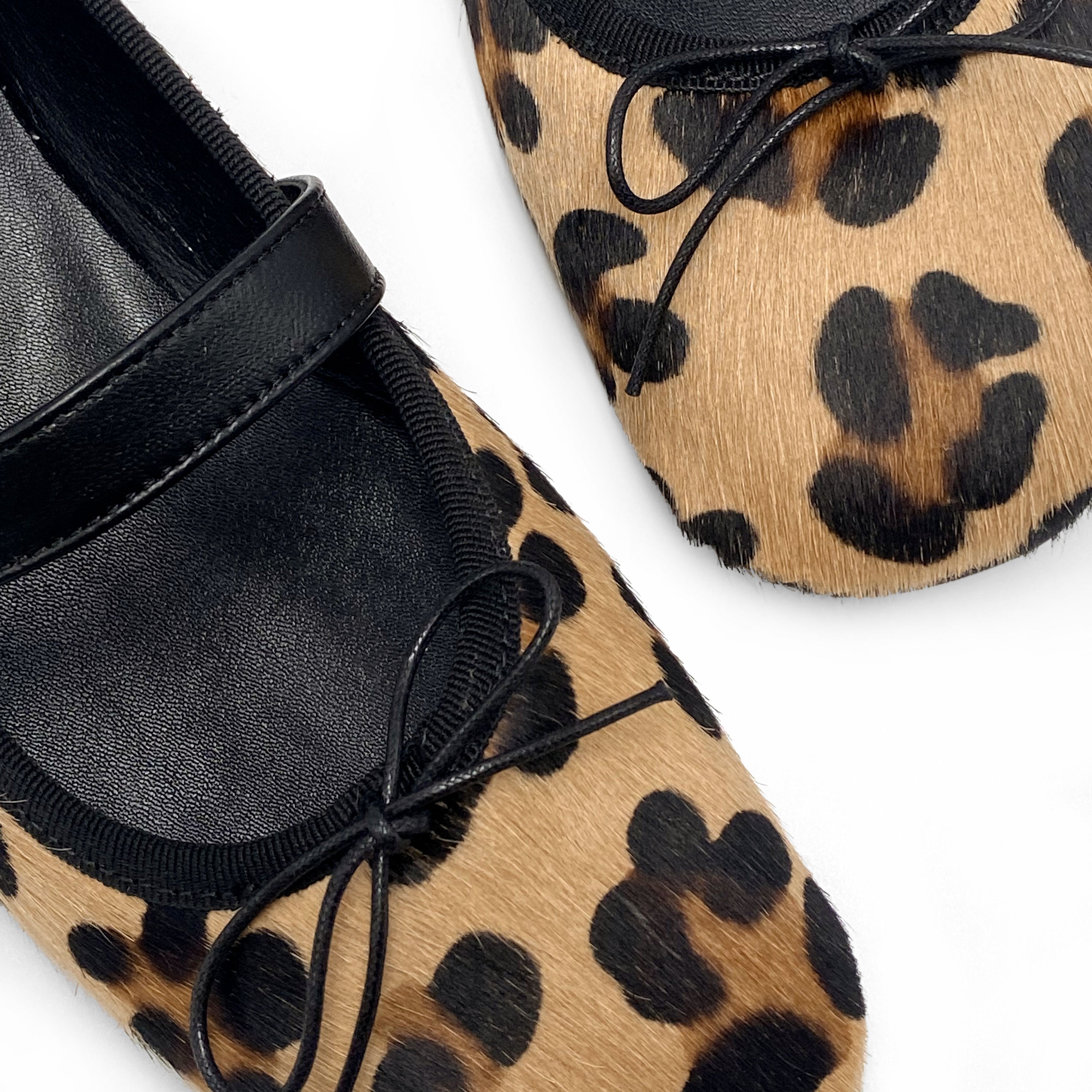 Animalier calf hair ballet flats with strap