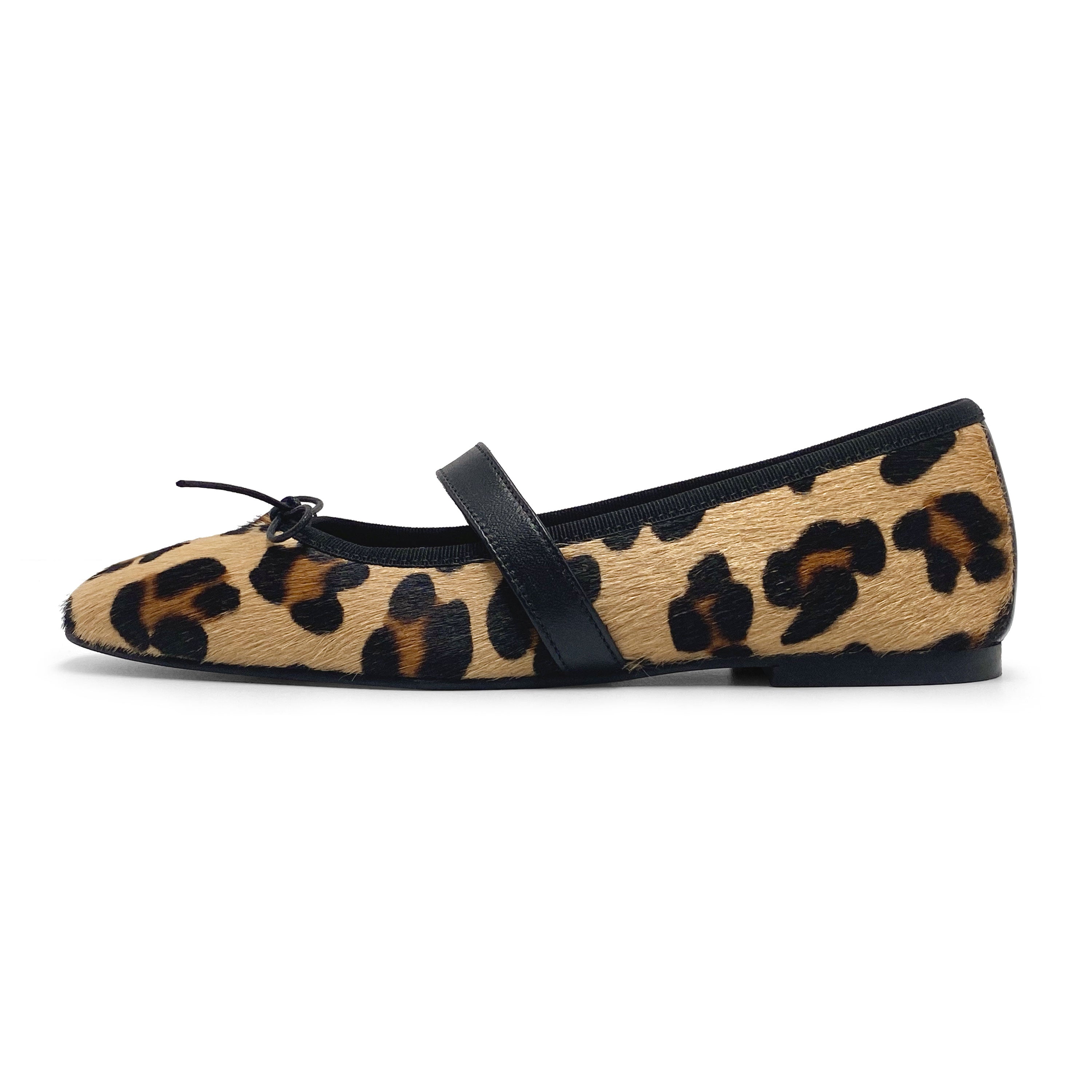 Animalier calf hair ballet flats with strap