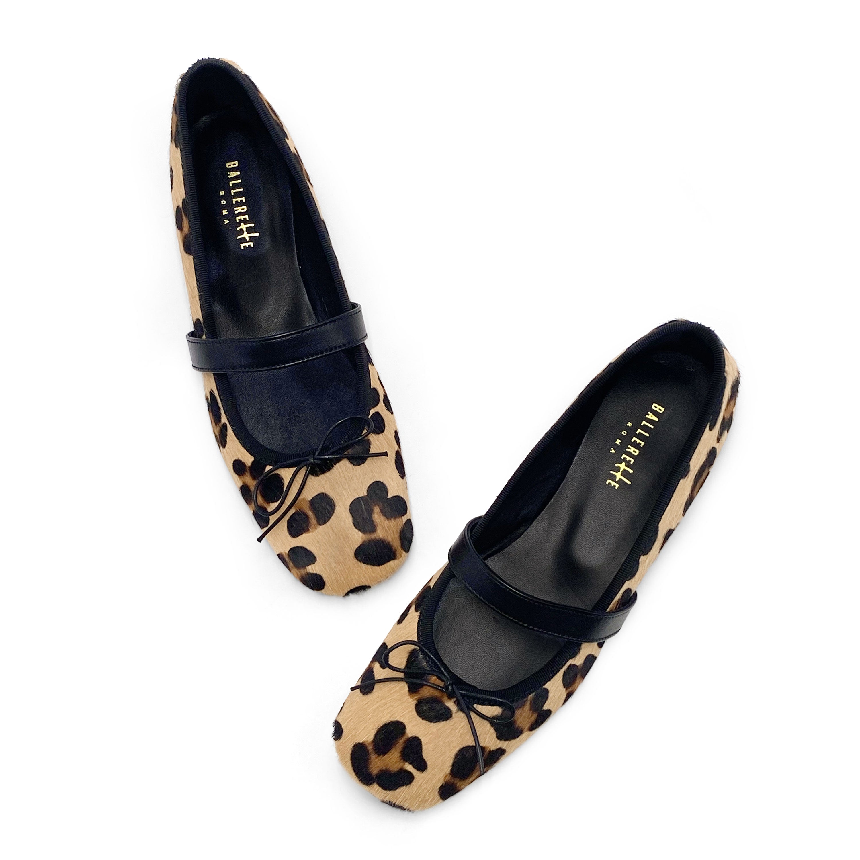 Animalier calf hair ballet flats with strap