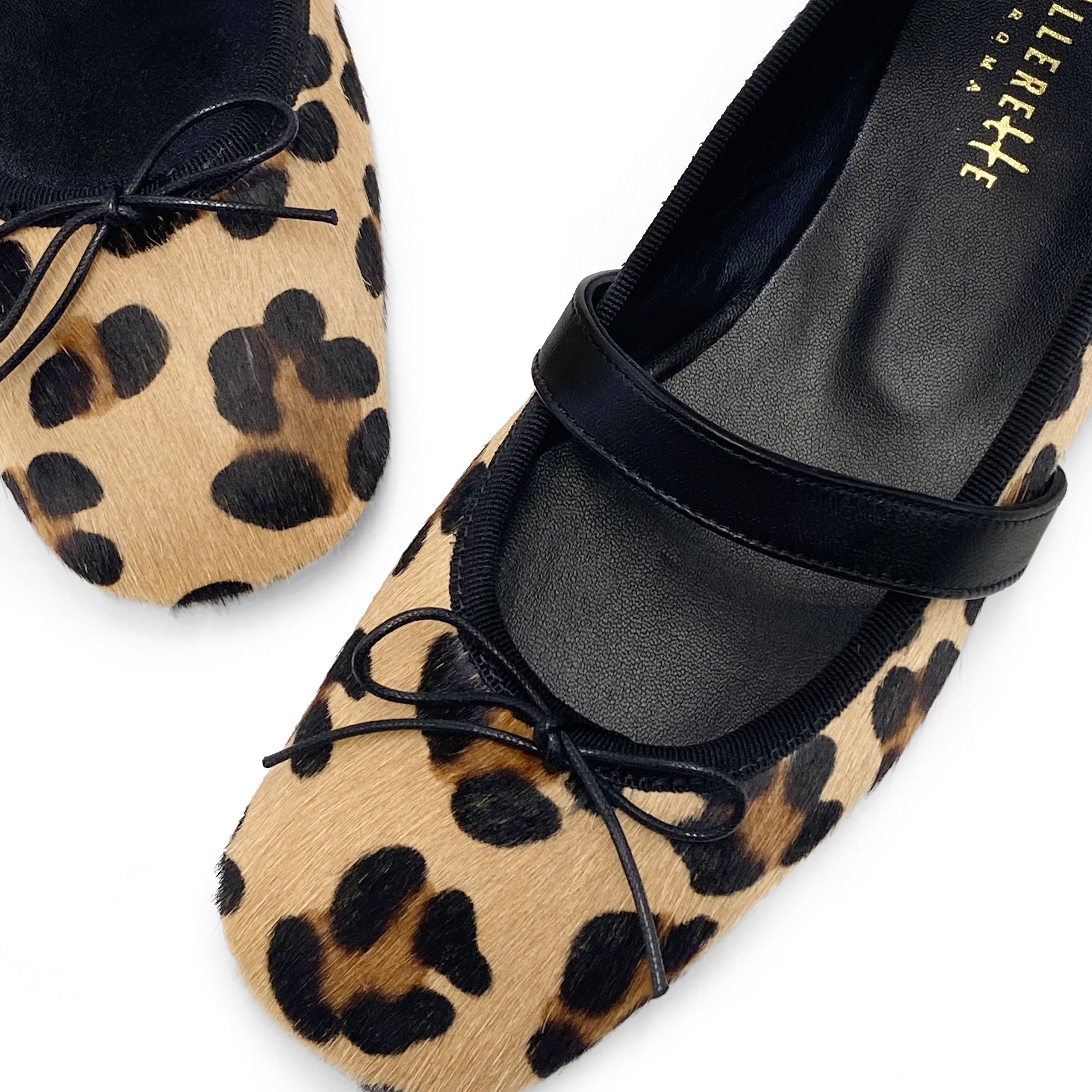 Animalier calf hair ballet flats with strap