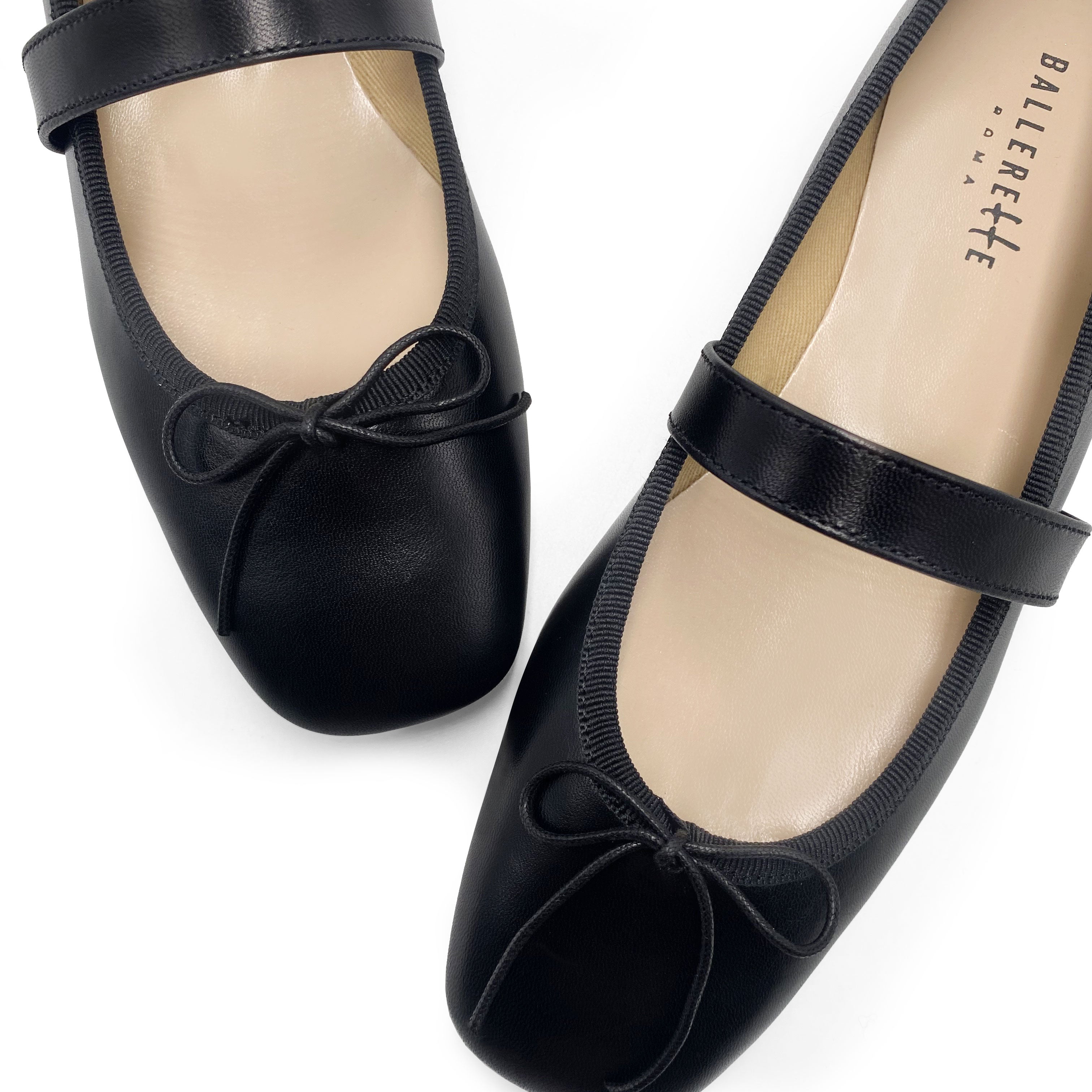 Black shops ballet pumps with strap