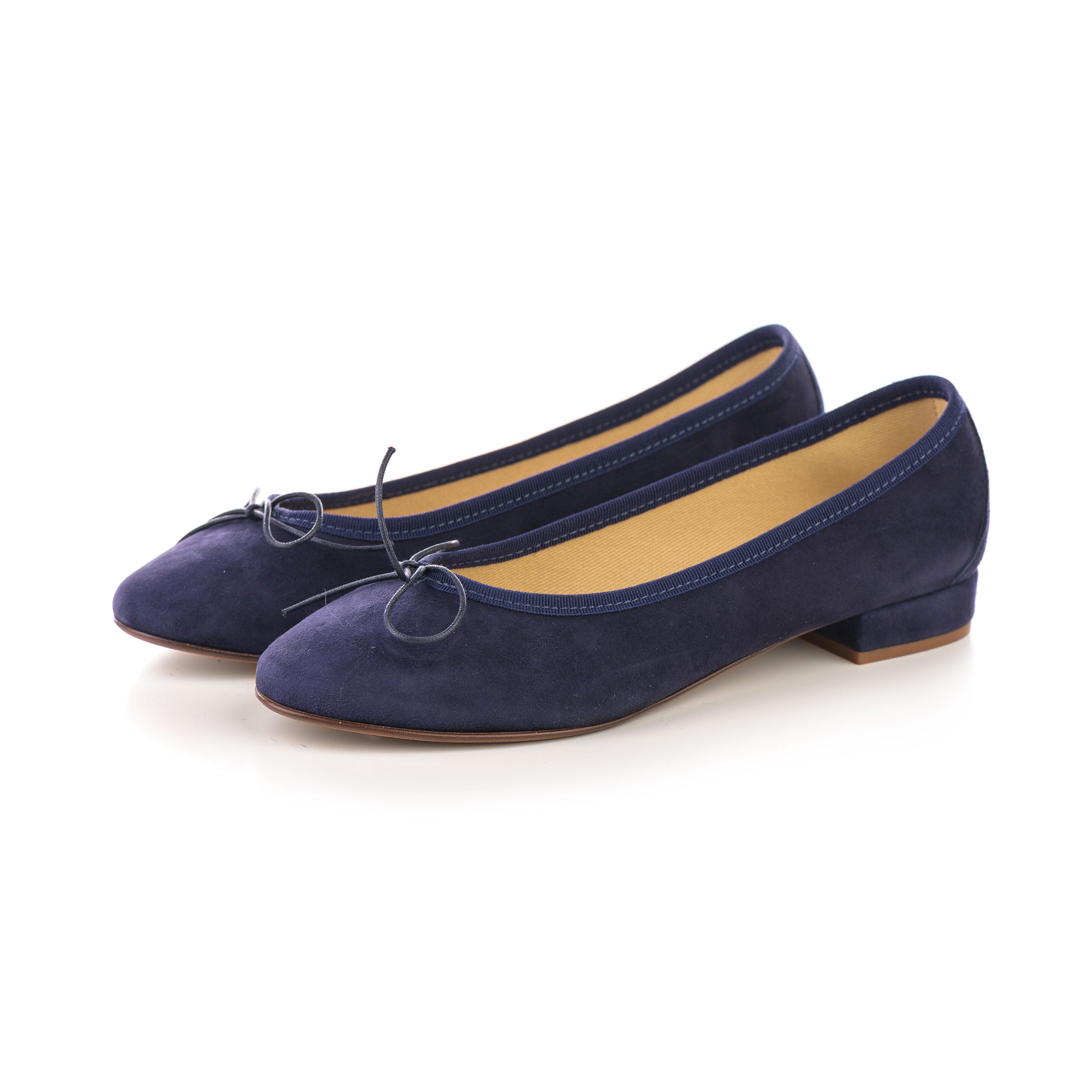 Blue suede medium heel ballet flats