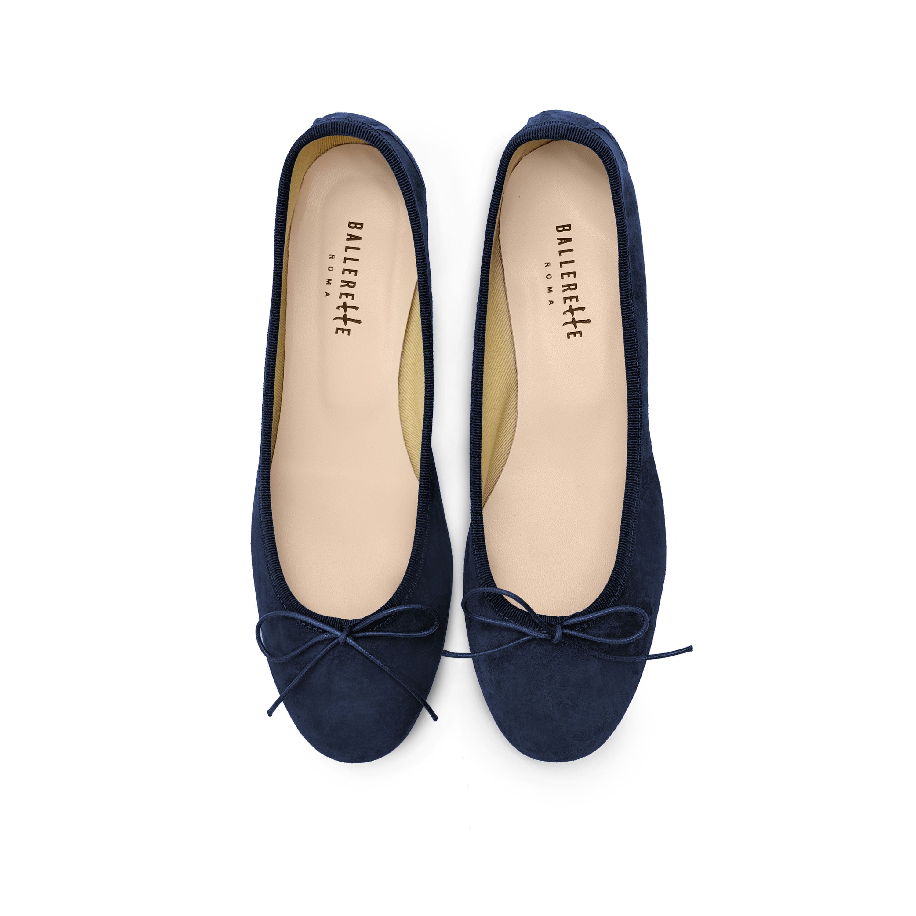 Blue suede medium heel ballet flats