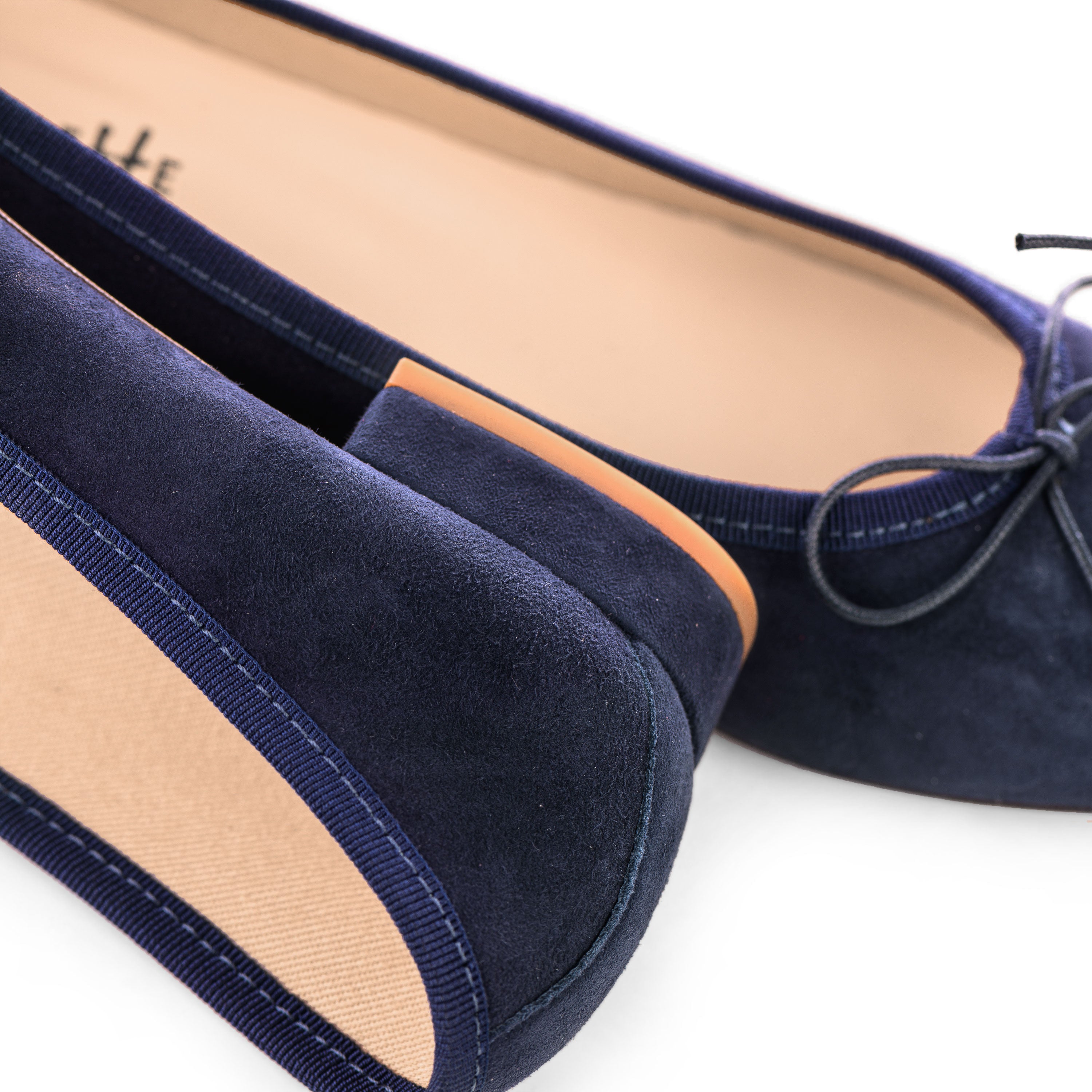 Blue suede medium heel ballet flats