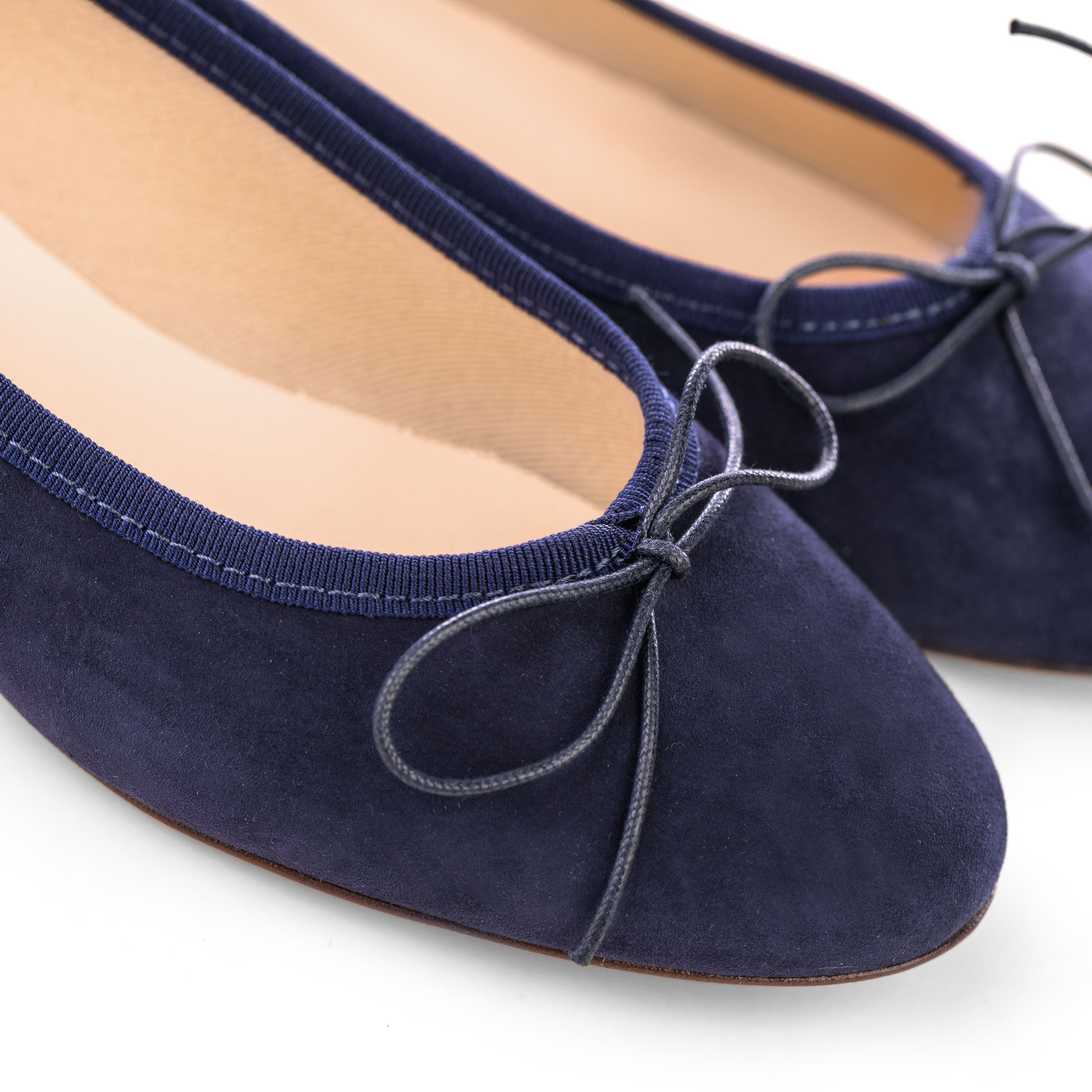 Blue suede medium heel ballet flats