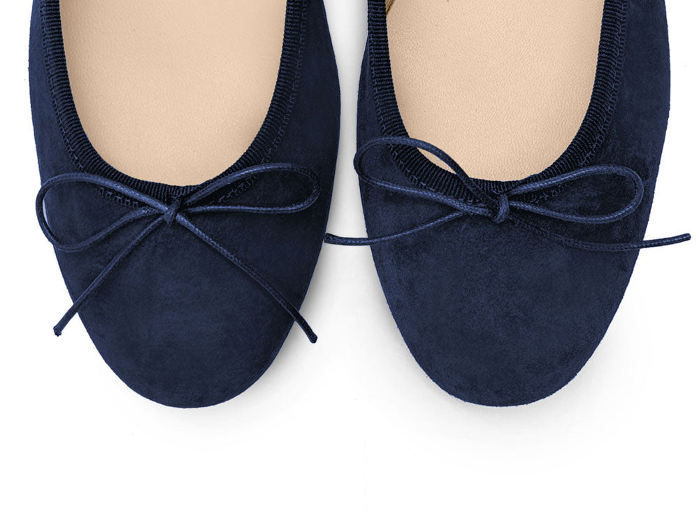 Blue suede medium heel ballet flats