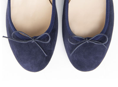 Blue suede medium heel ballet flats