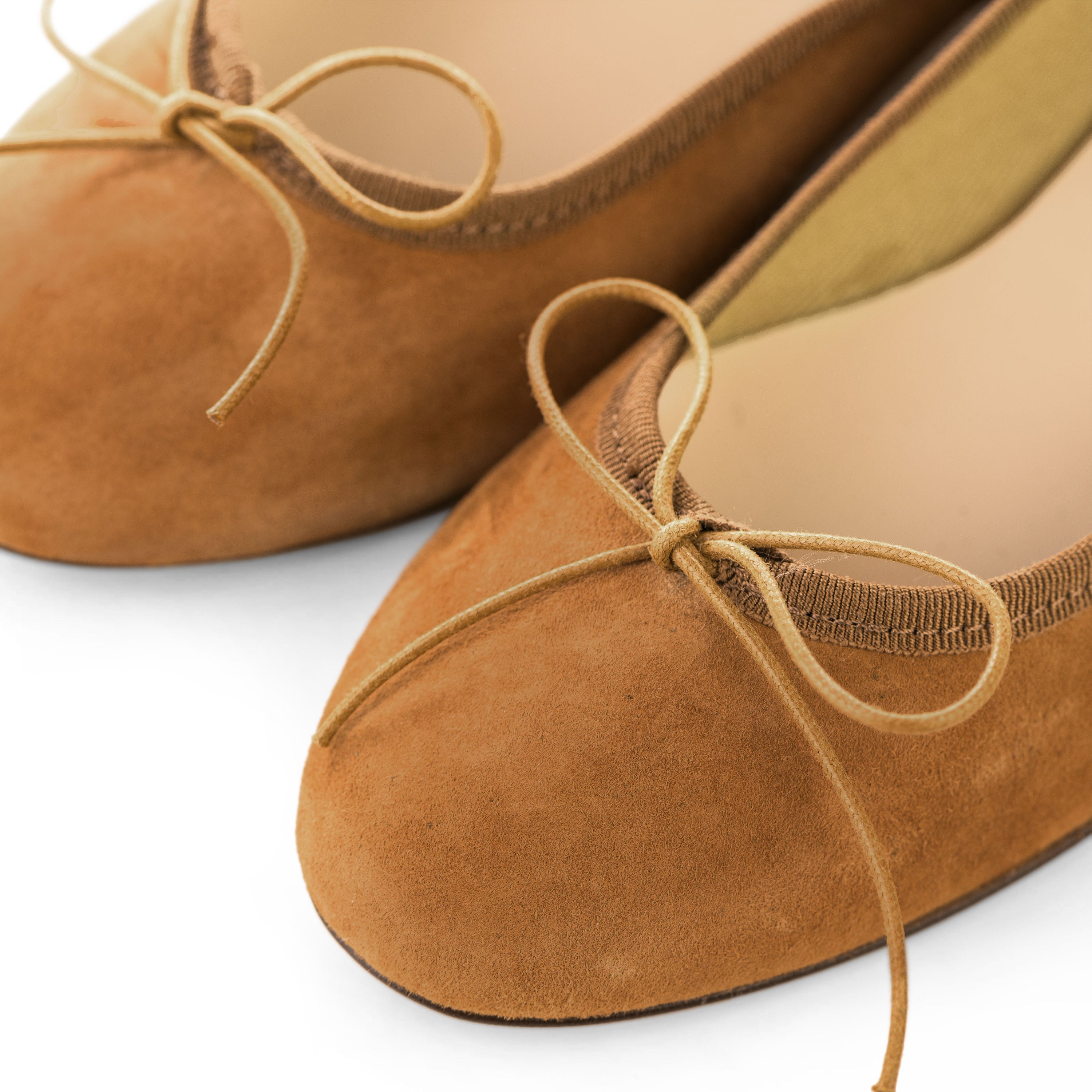 Tan suede medium heel ballet flats