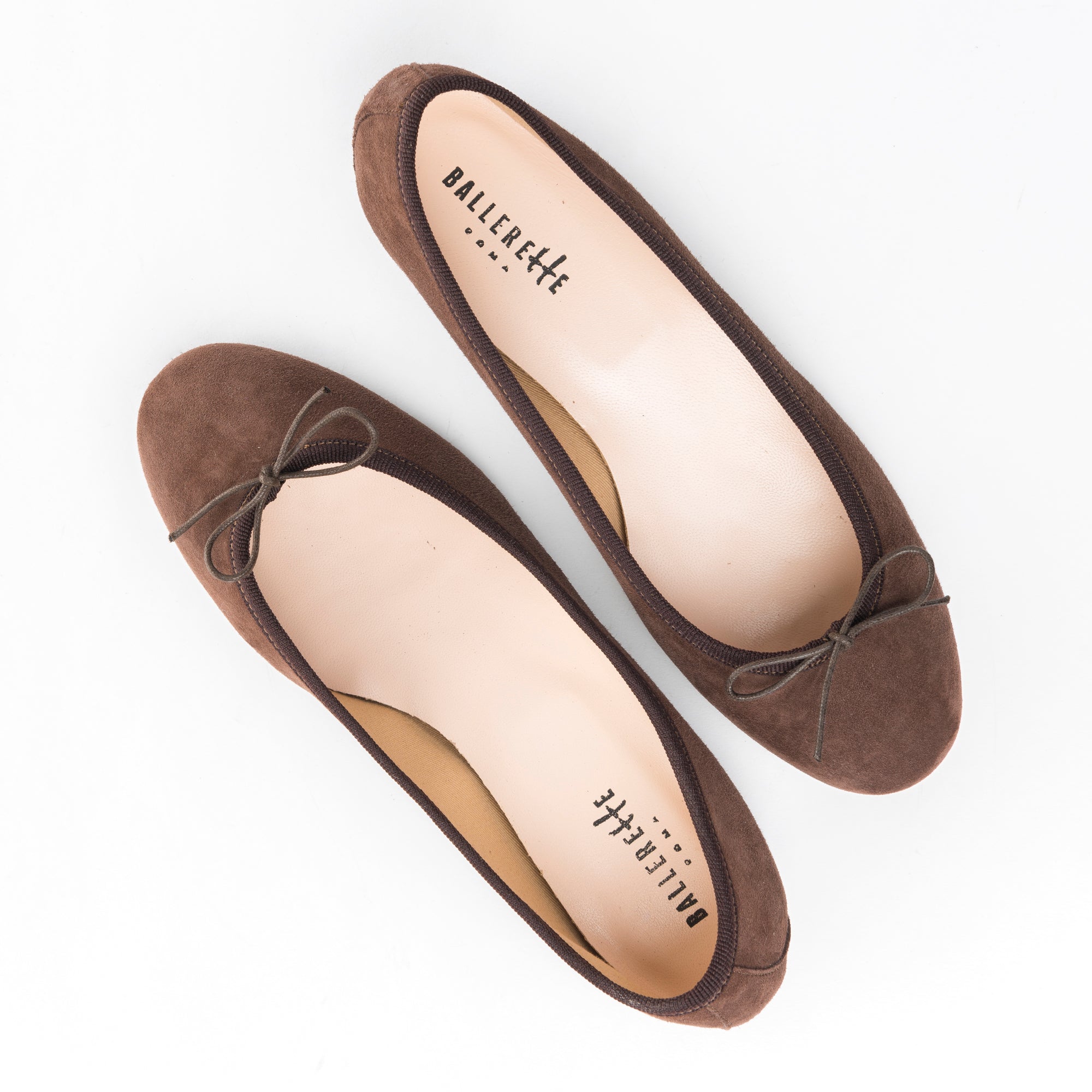 Dark brown suede medium heel ballet flats