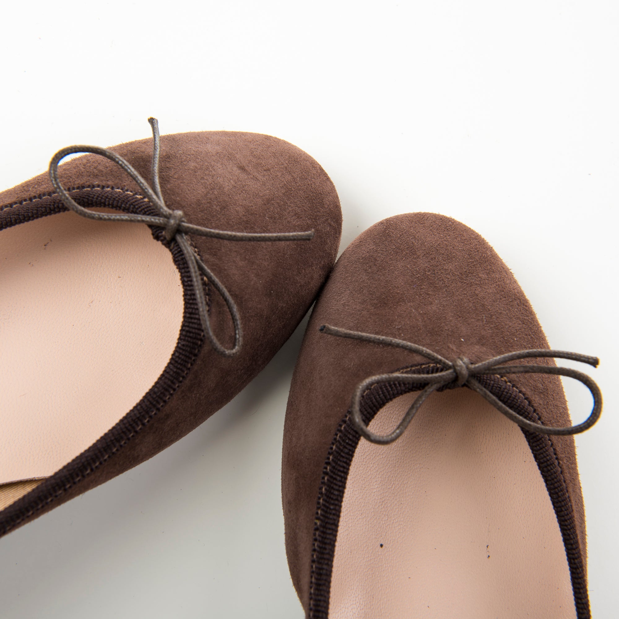 Dark brown suede medium heel ballet flats