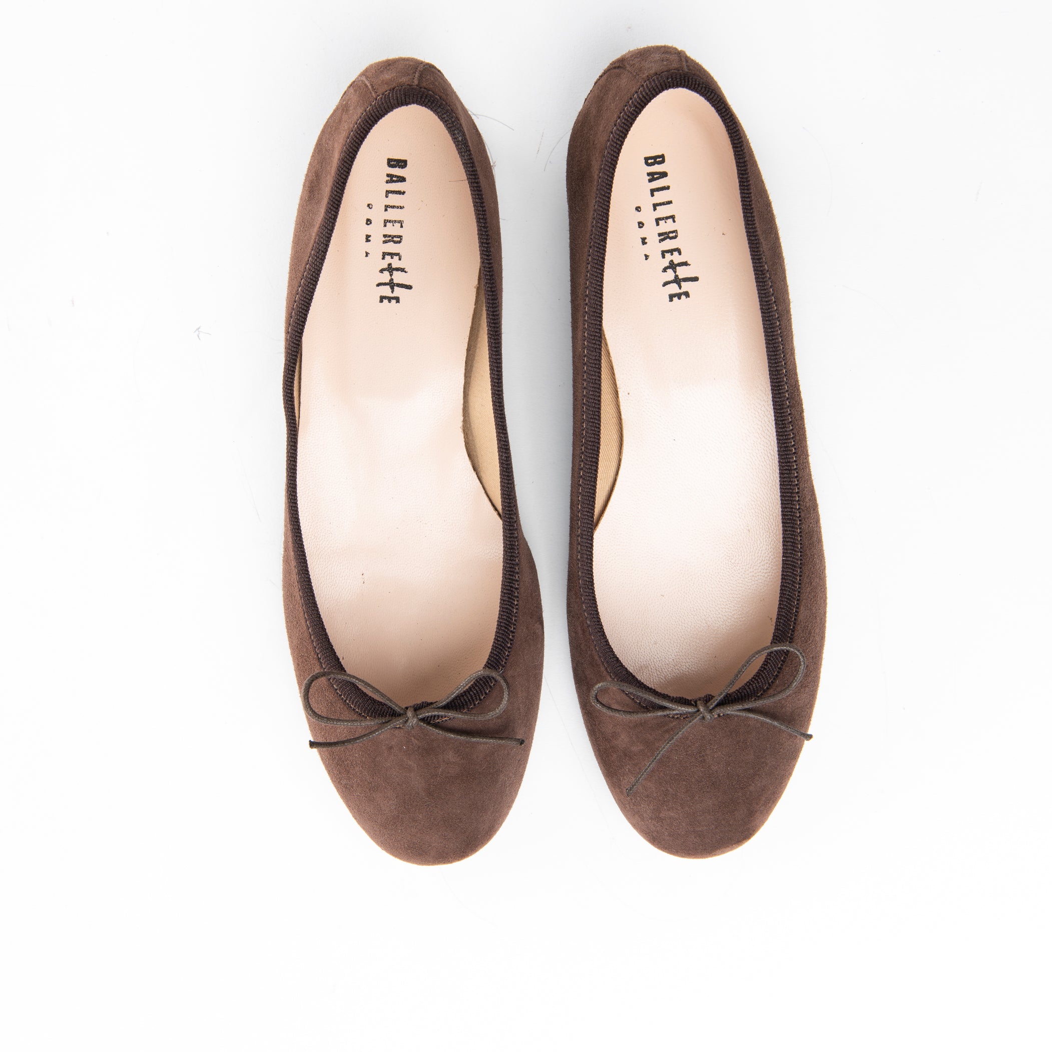 Dark brown suede medium heel ballet flats