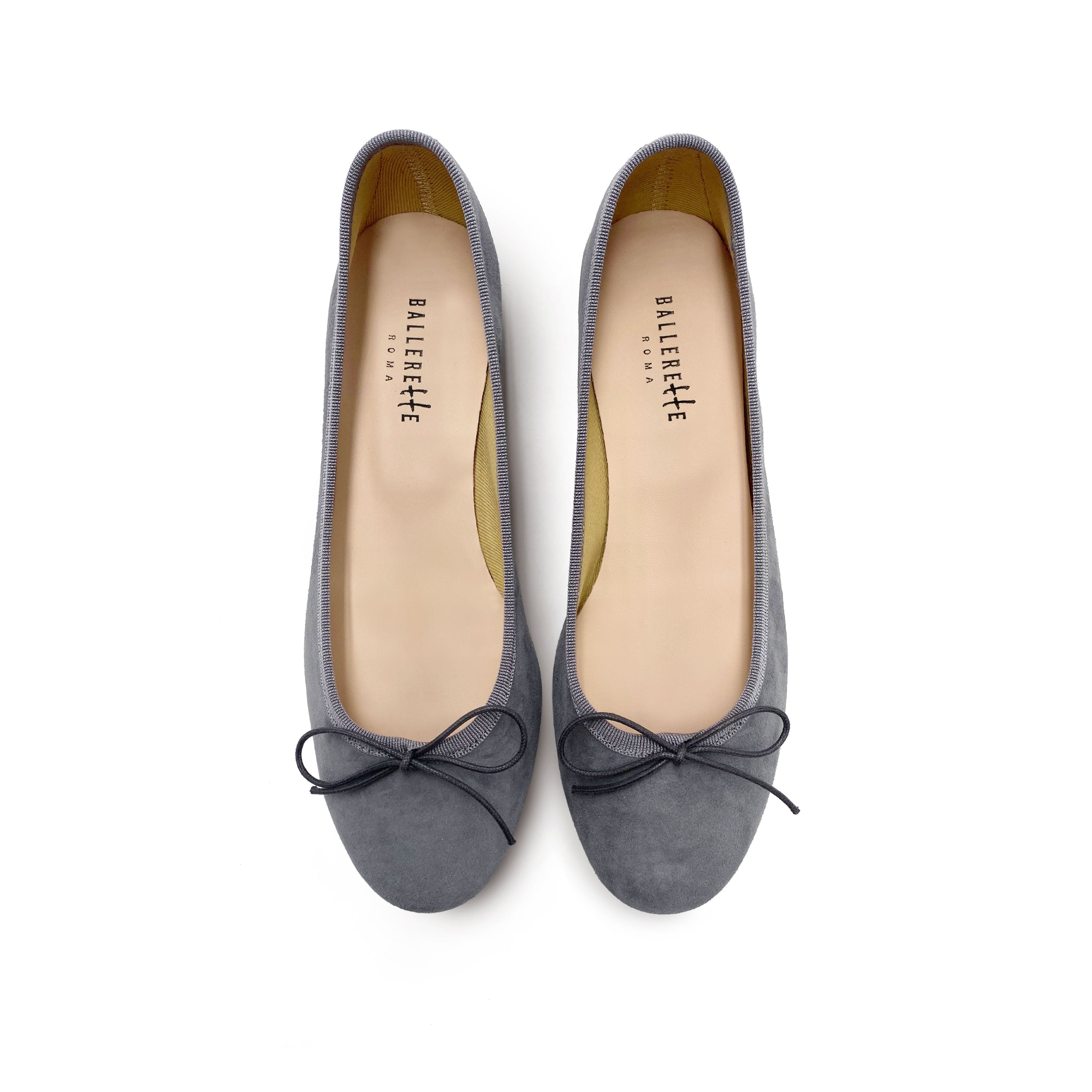 Grey suede medium heel ballet flats