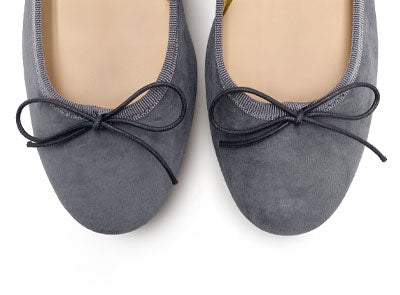 Grey suede medium heel ballet flats