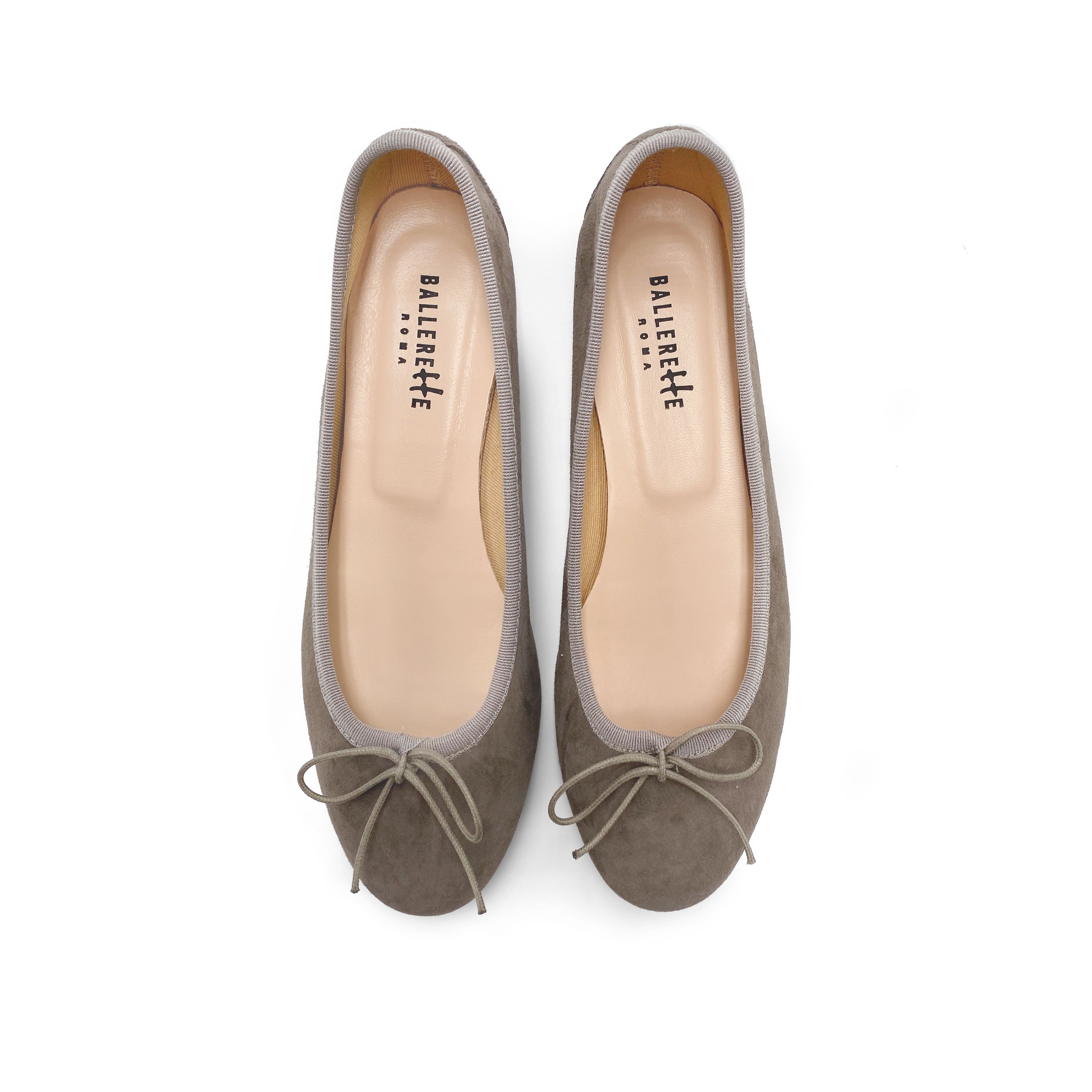 Taupe suede medium heel ballet flats