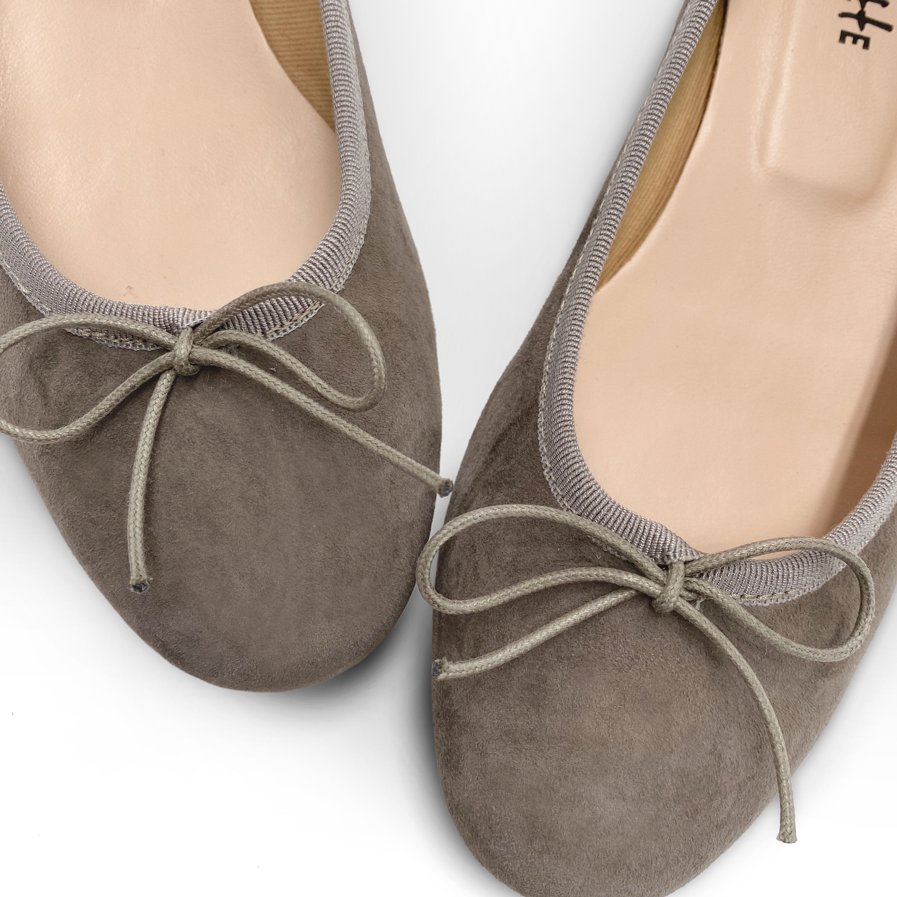 Taupe suede medium heel ballet flats