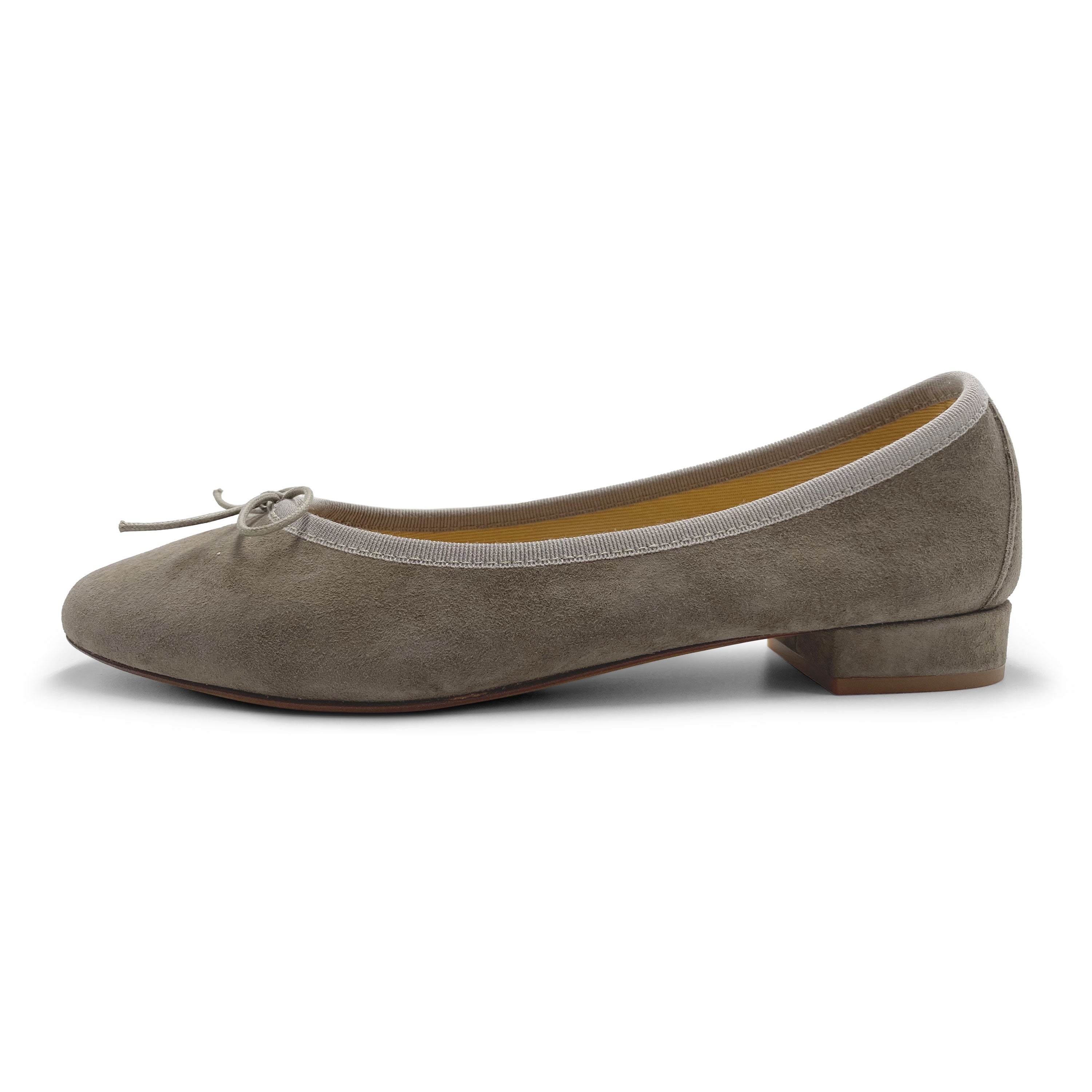 Taupe suede medium heel ballet flats