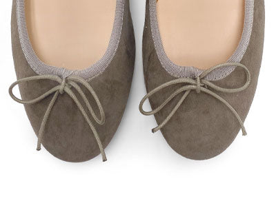 Taupe suede medium heel ballet flats