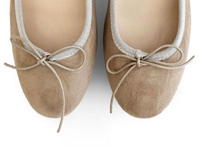 Dove grey suede medium heel ballet flats