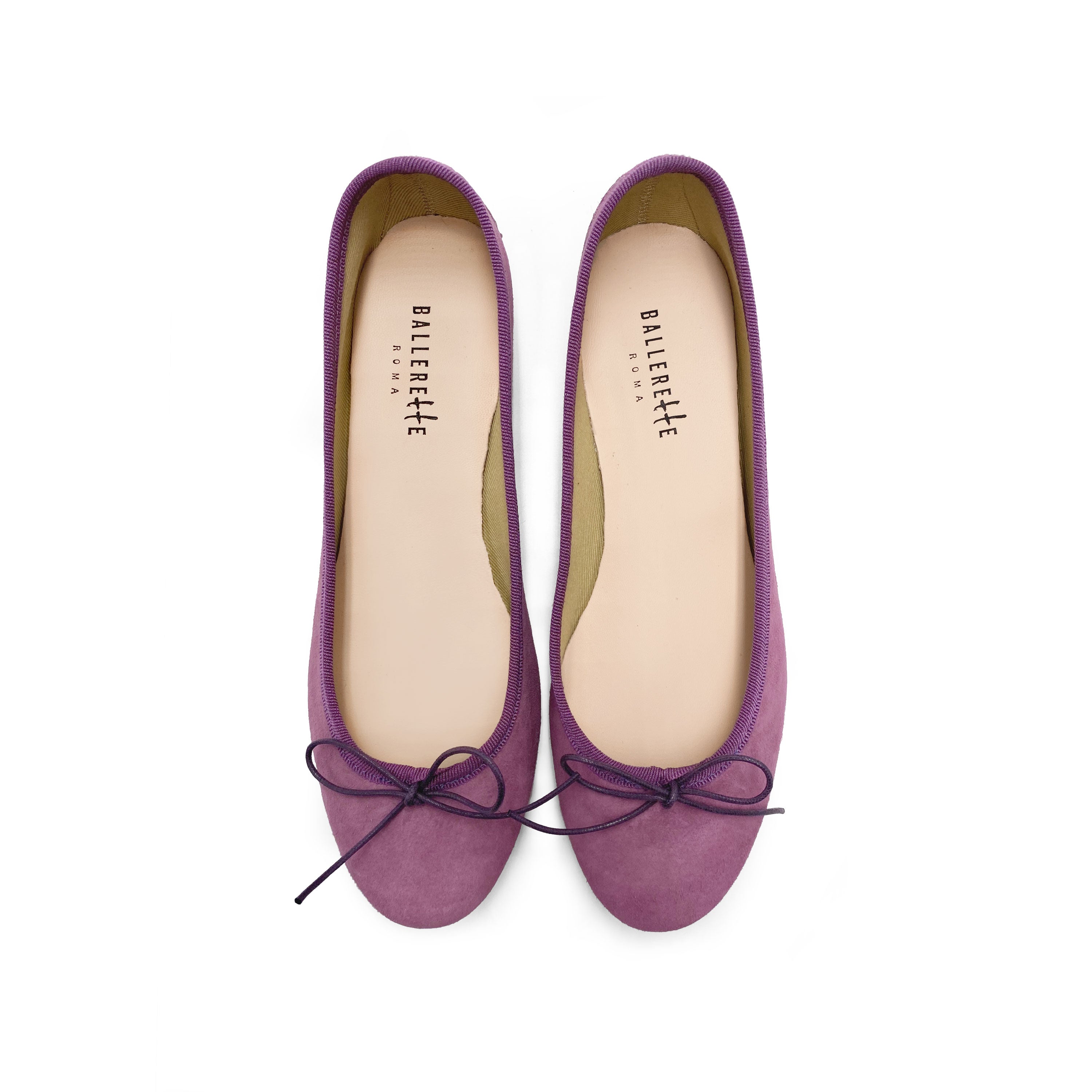 Lilac suede ballerinas with heel