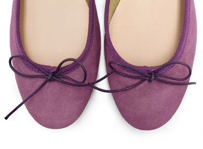 Lilac suede ballerinas with heel