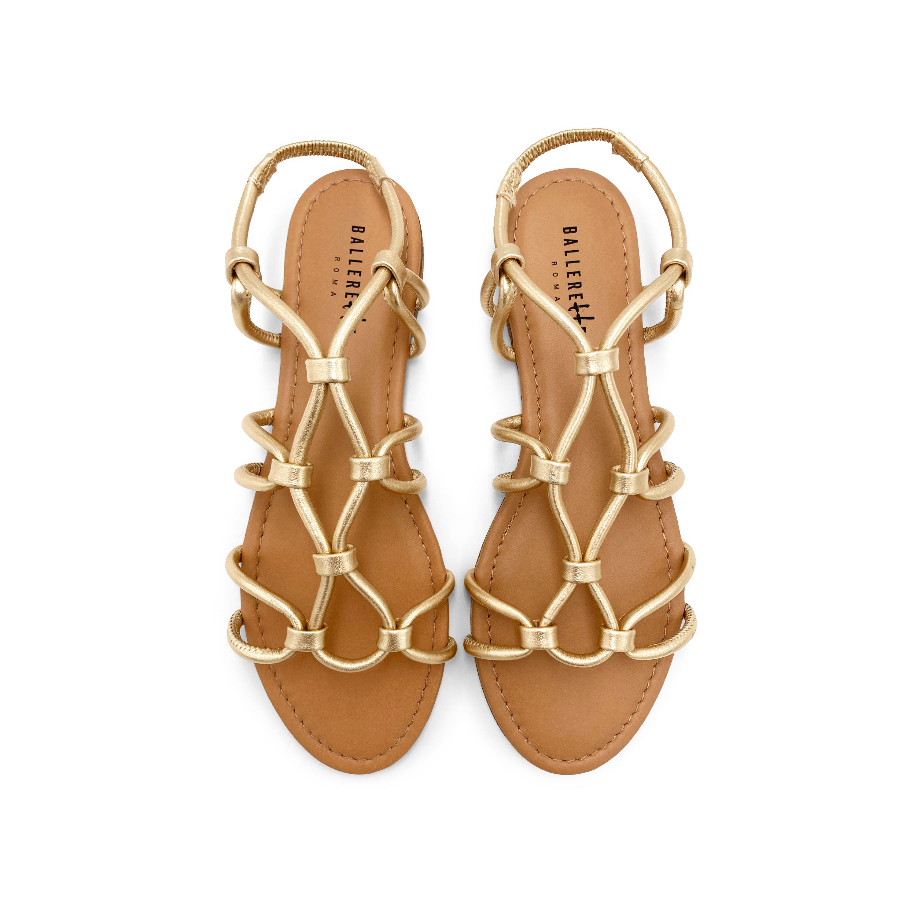 Gold leather gladiator sandals
