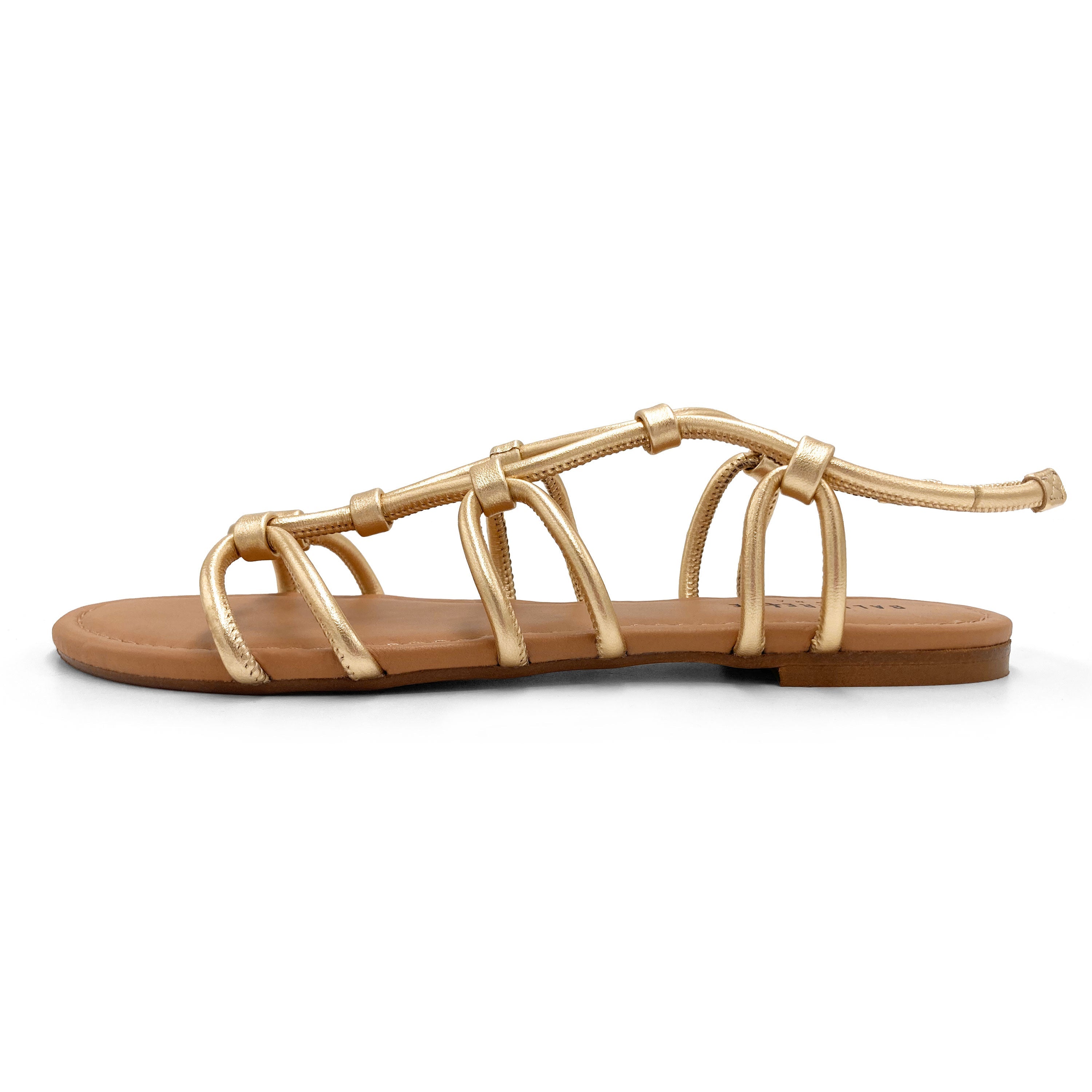 Gold leather gladiator sandals