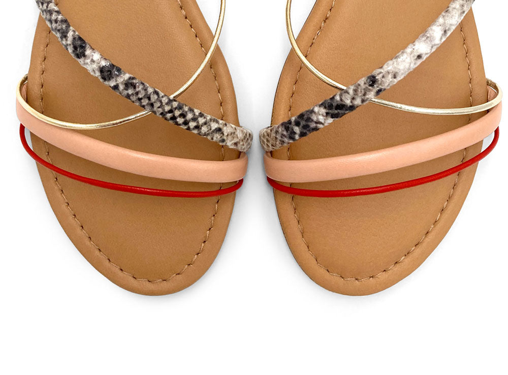 Multicolor woven leather women's sandals