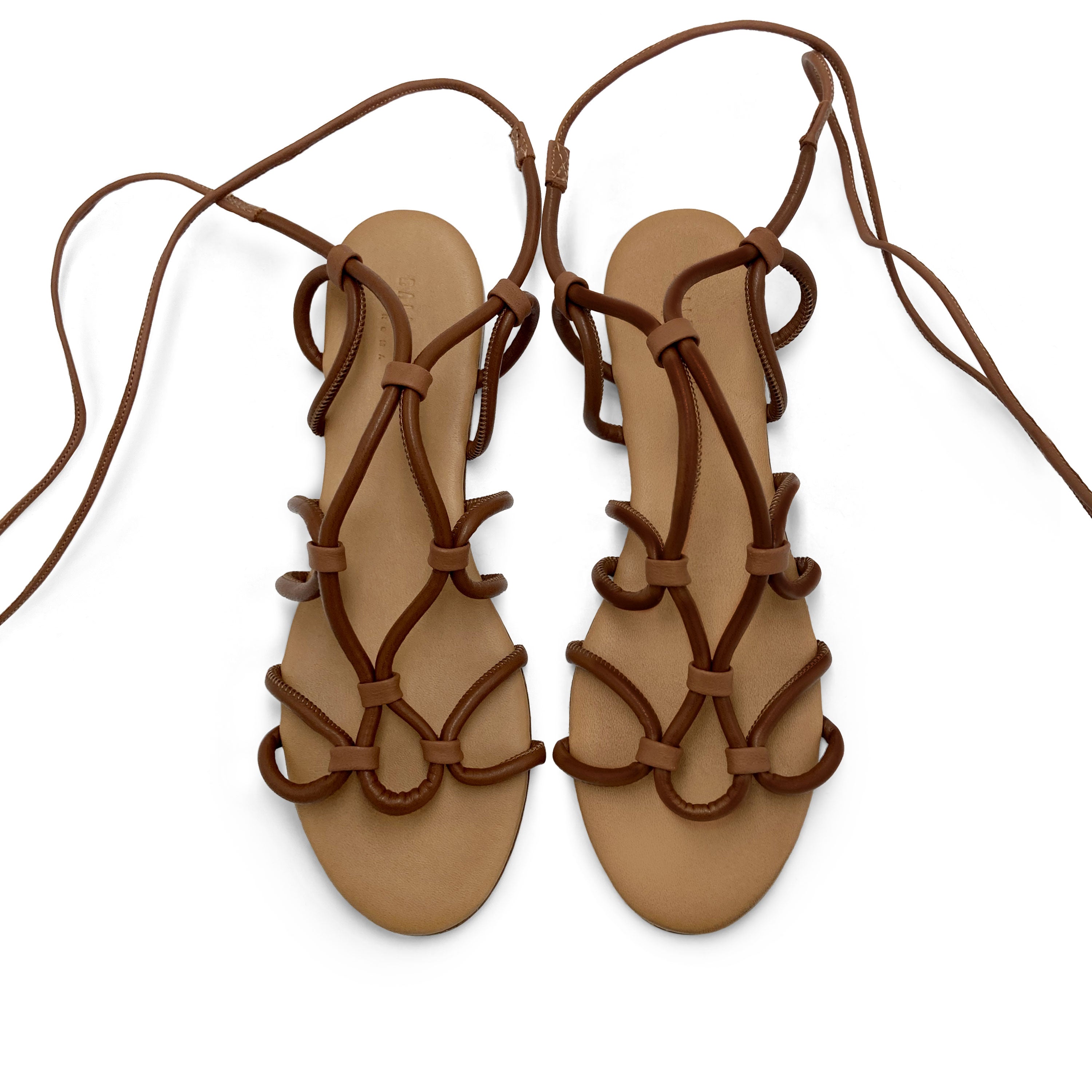 Brown leather lace up Gladiator sandals