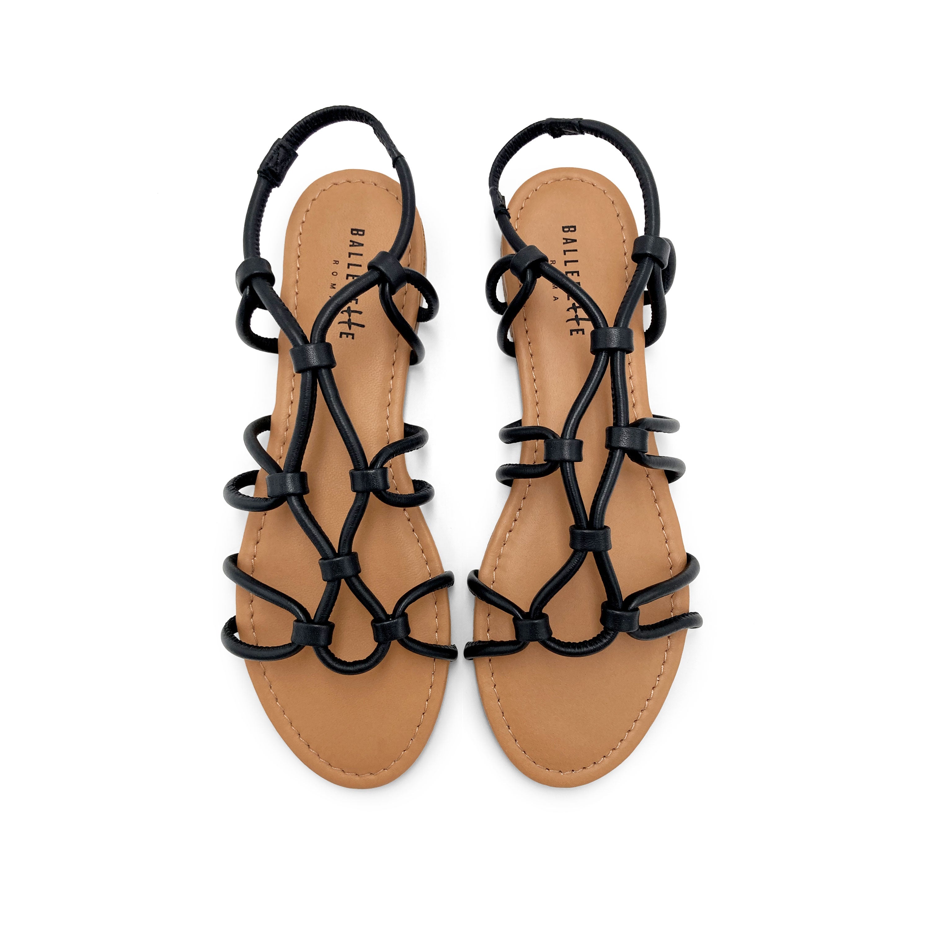 Black leather gladiator sandals
