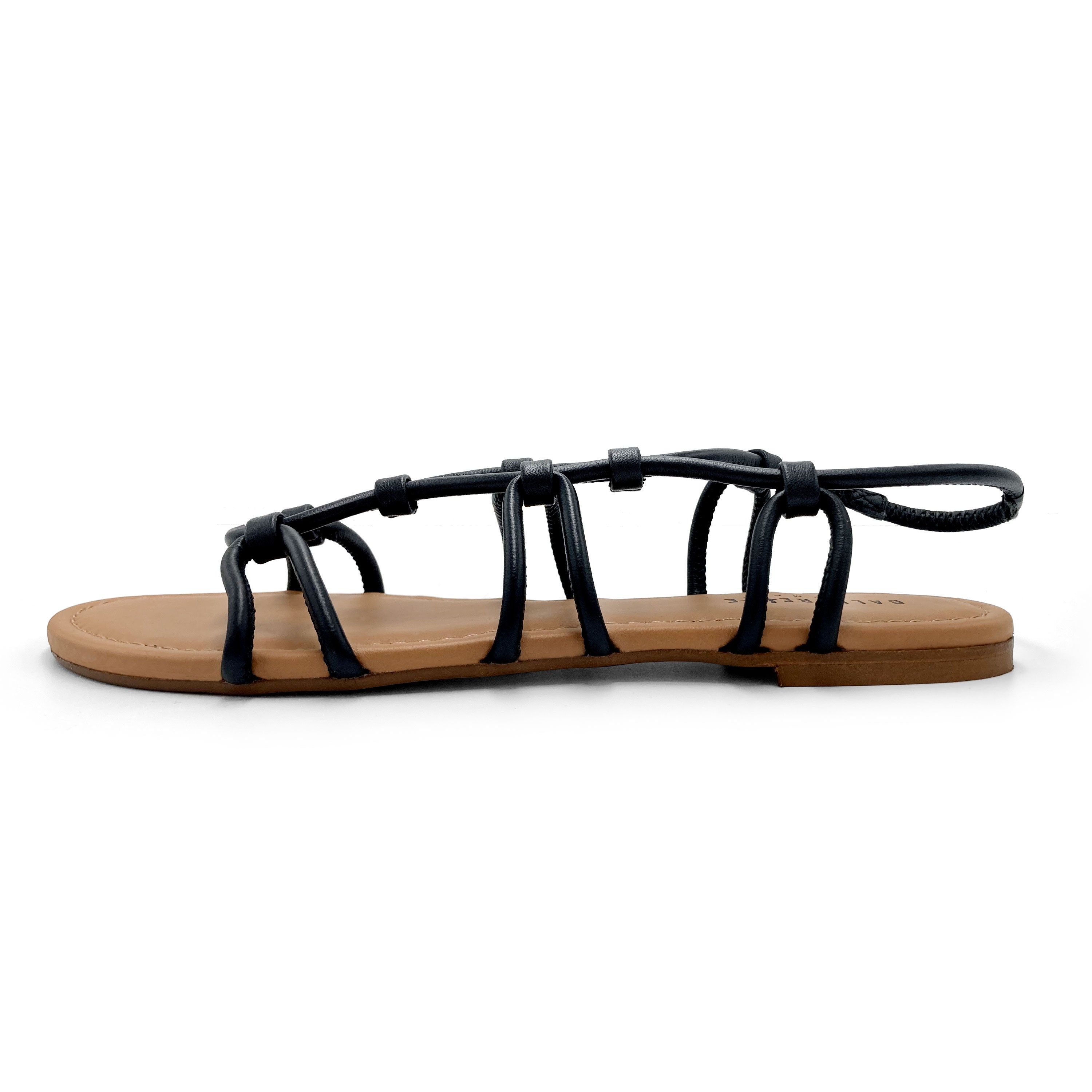 Black leather gladiator sandals