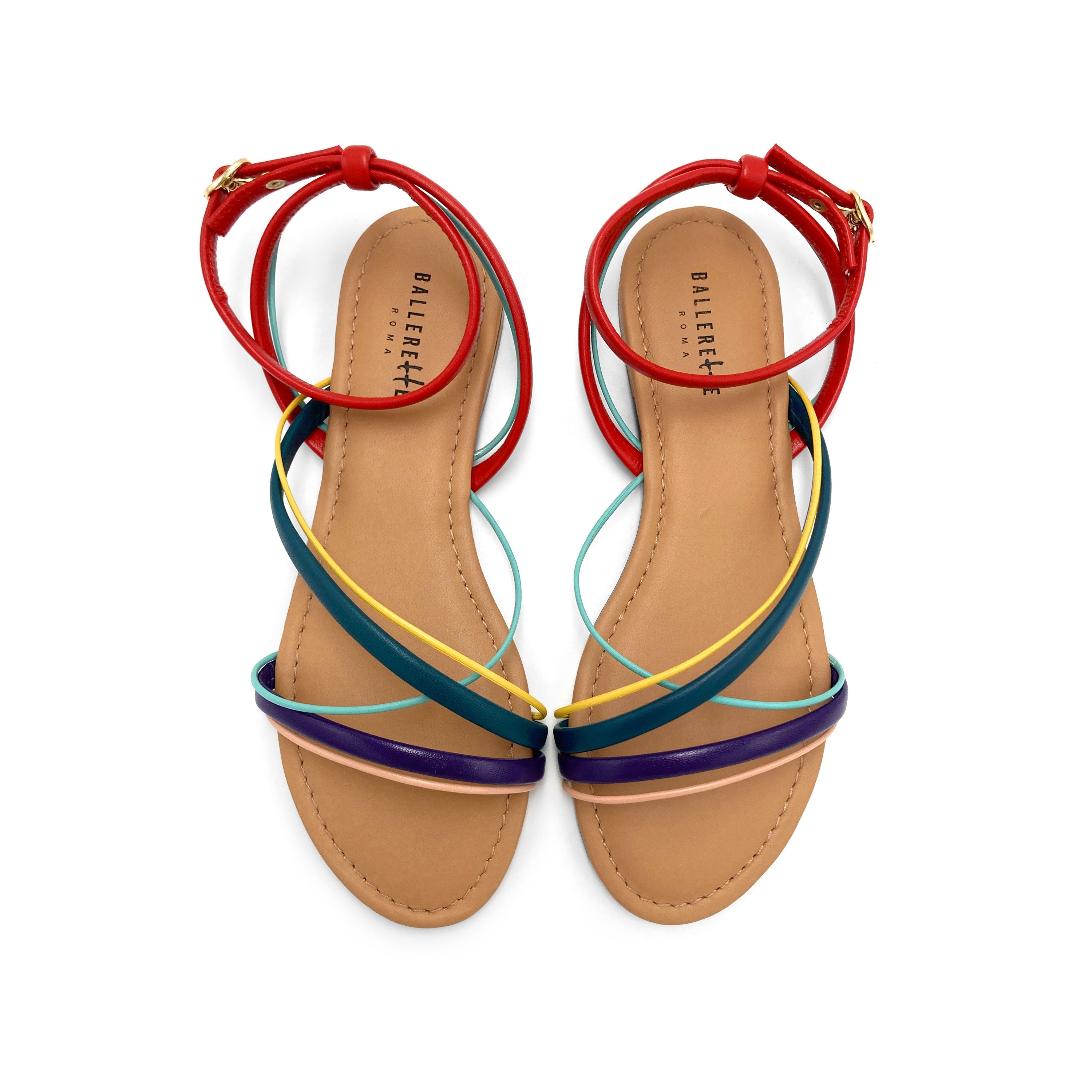 Colorful woven leather women's sandals