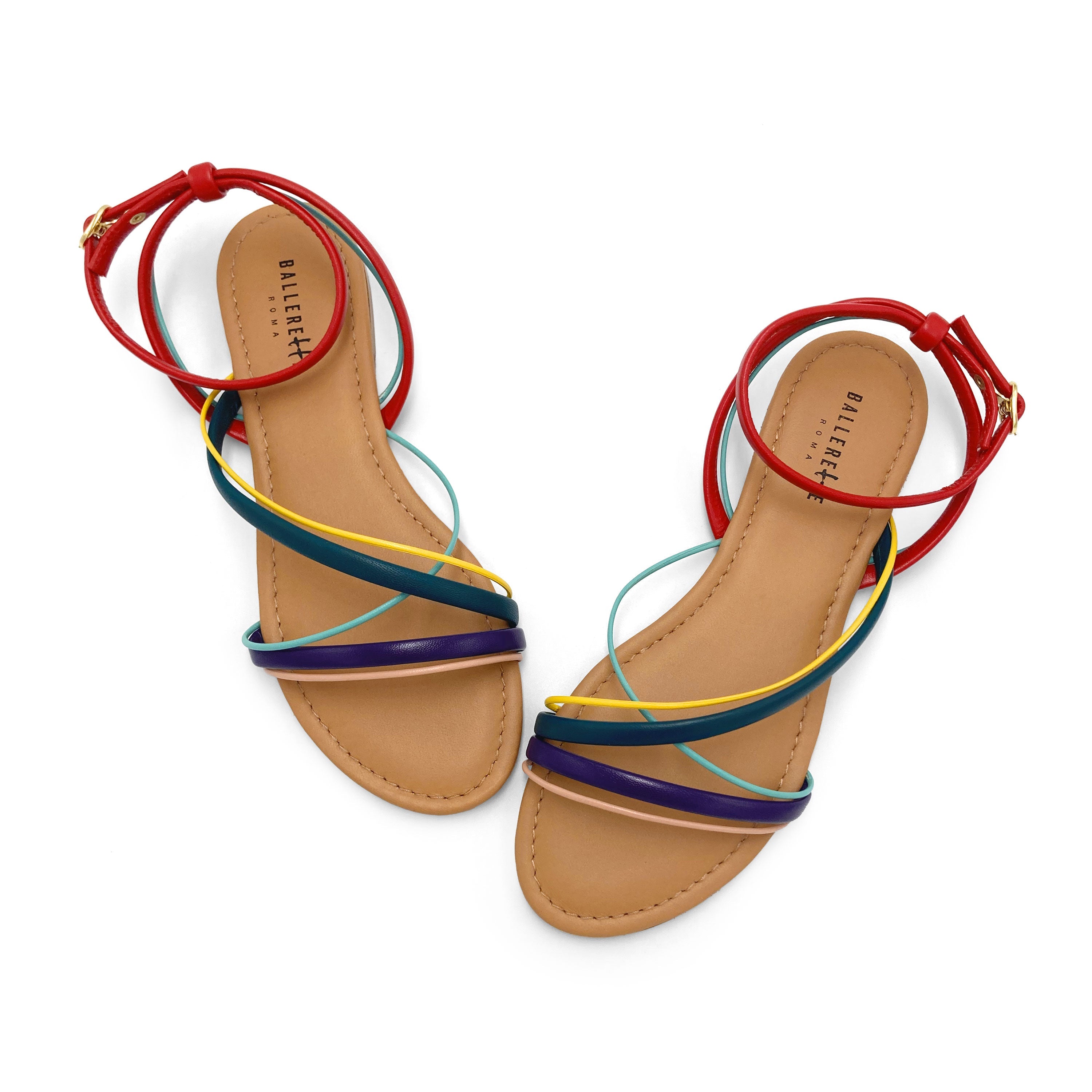 Colorful woven leather women's sandals