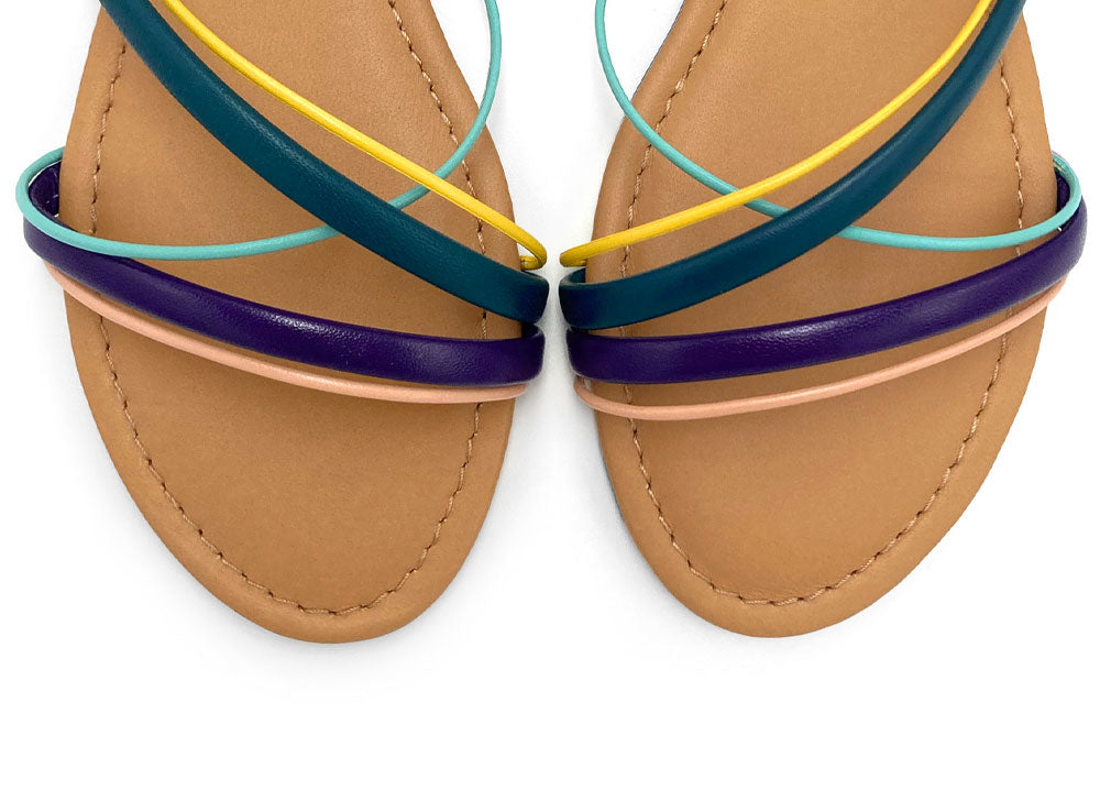 Colorful woven leather women's sandals