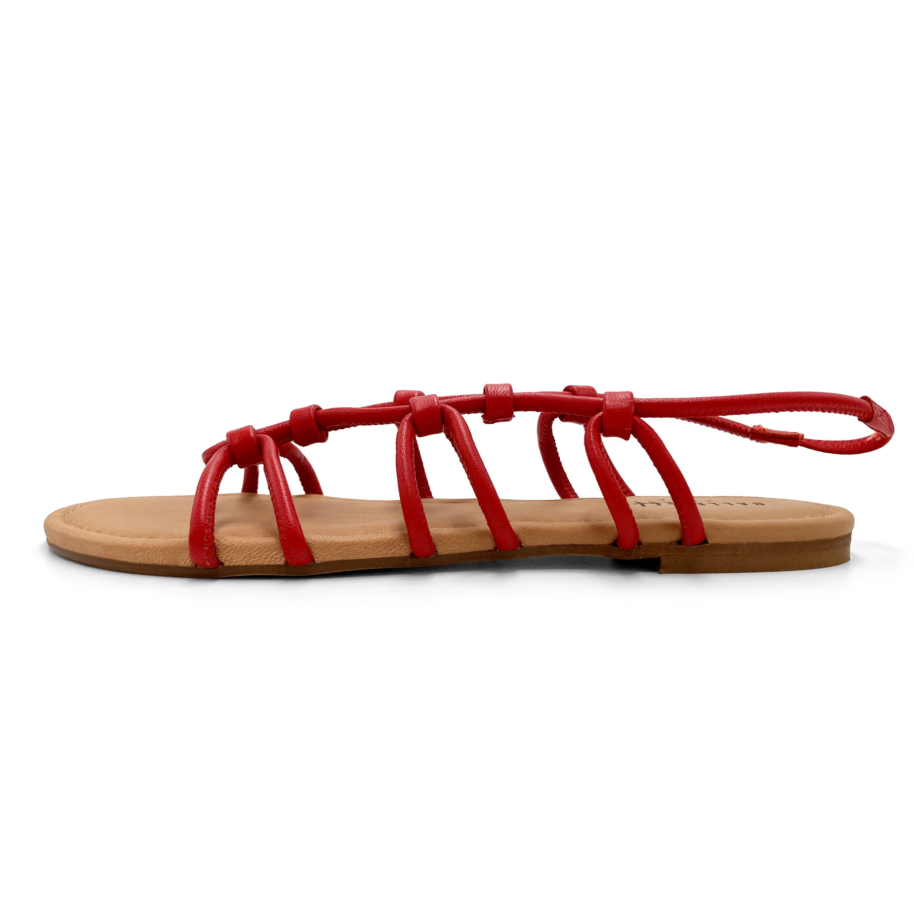 Red leather gladiator sandals