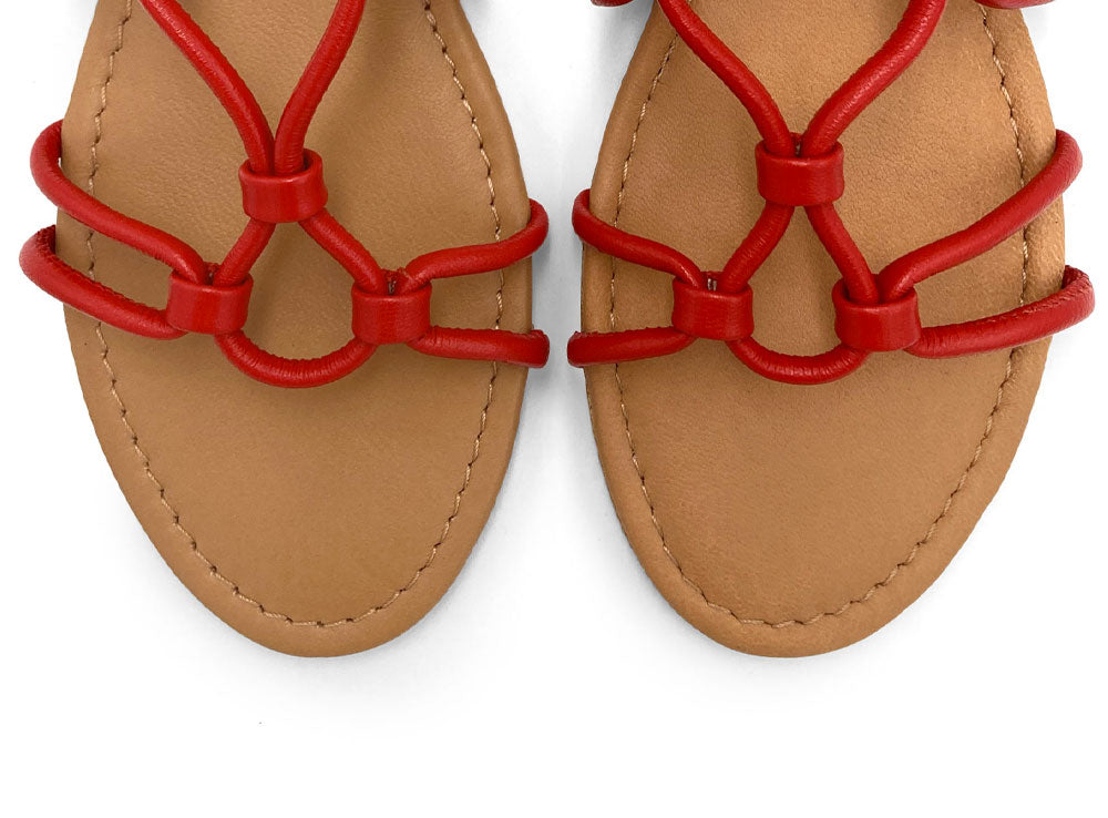 Red leather gladiator sandals