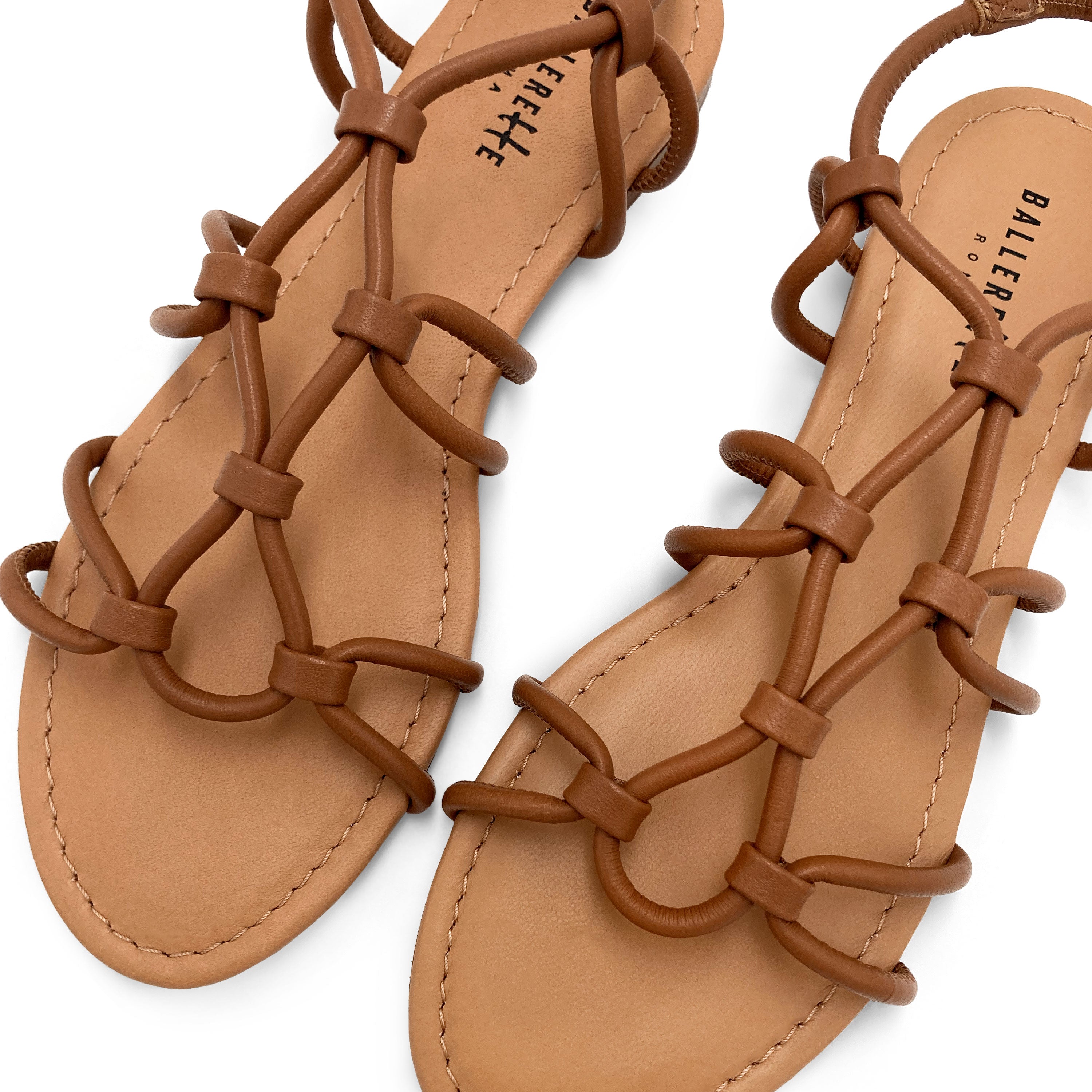 Brown leather gladiator sandals