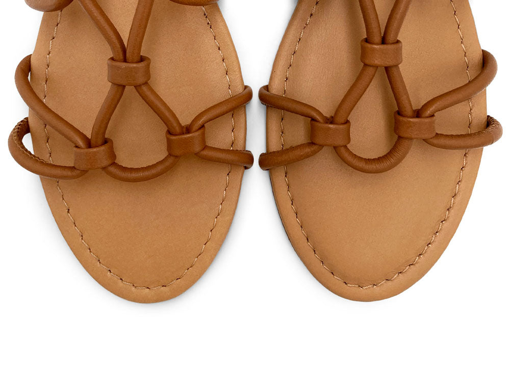 Brown leather gladiator sandals