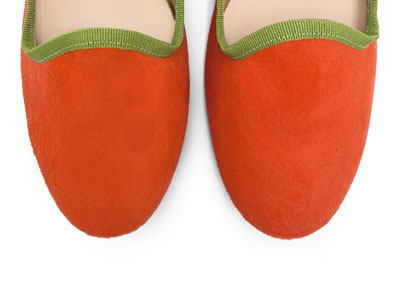 Women's orange suede loafers