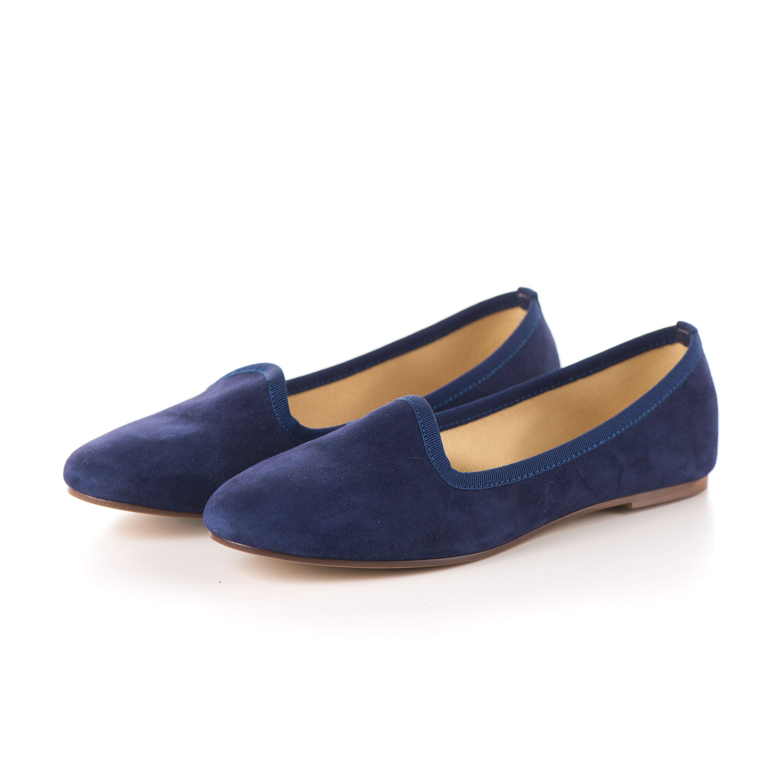 Blue suede women's loafers