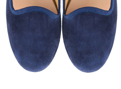 Blue suede women's loafers