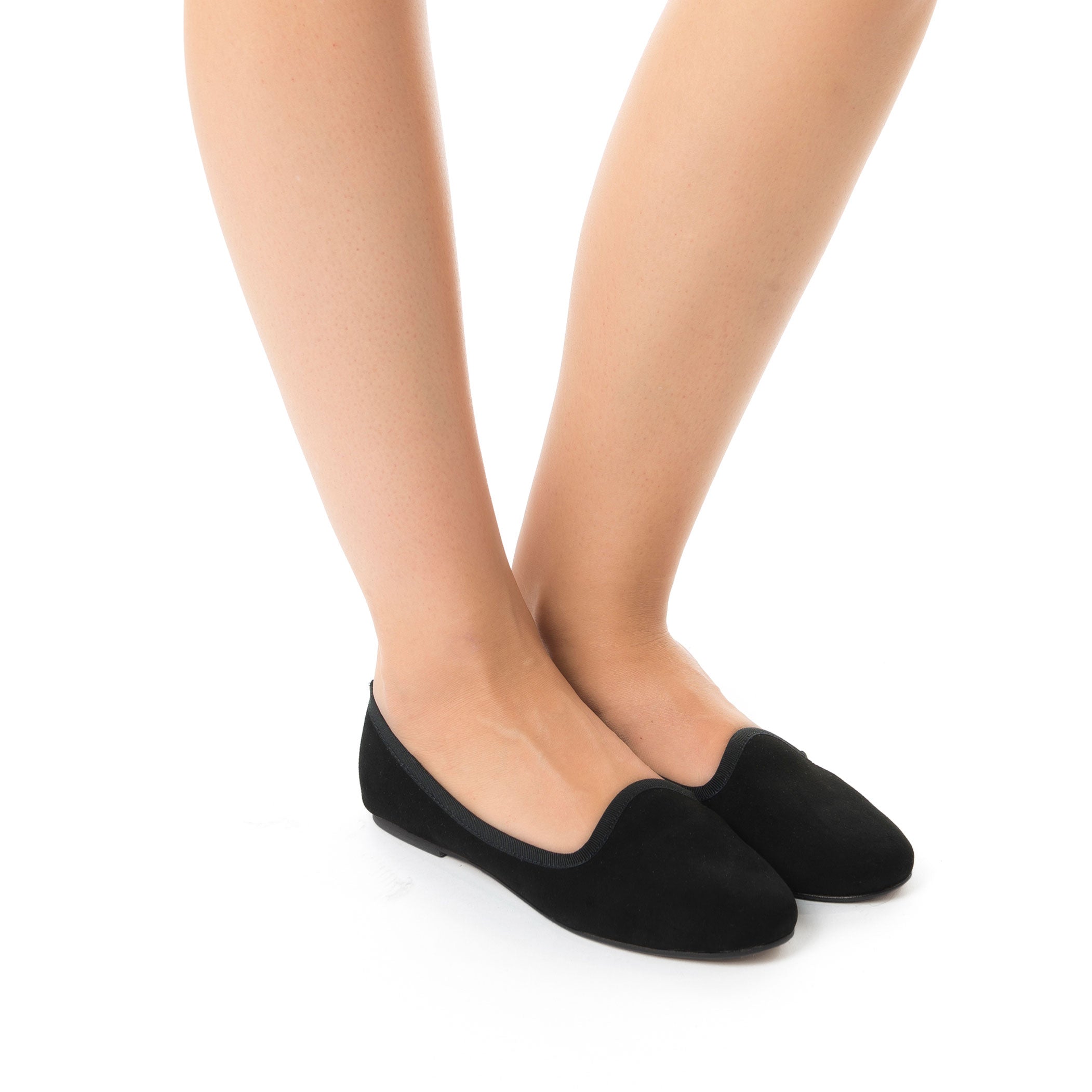 Black suede women's loafers