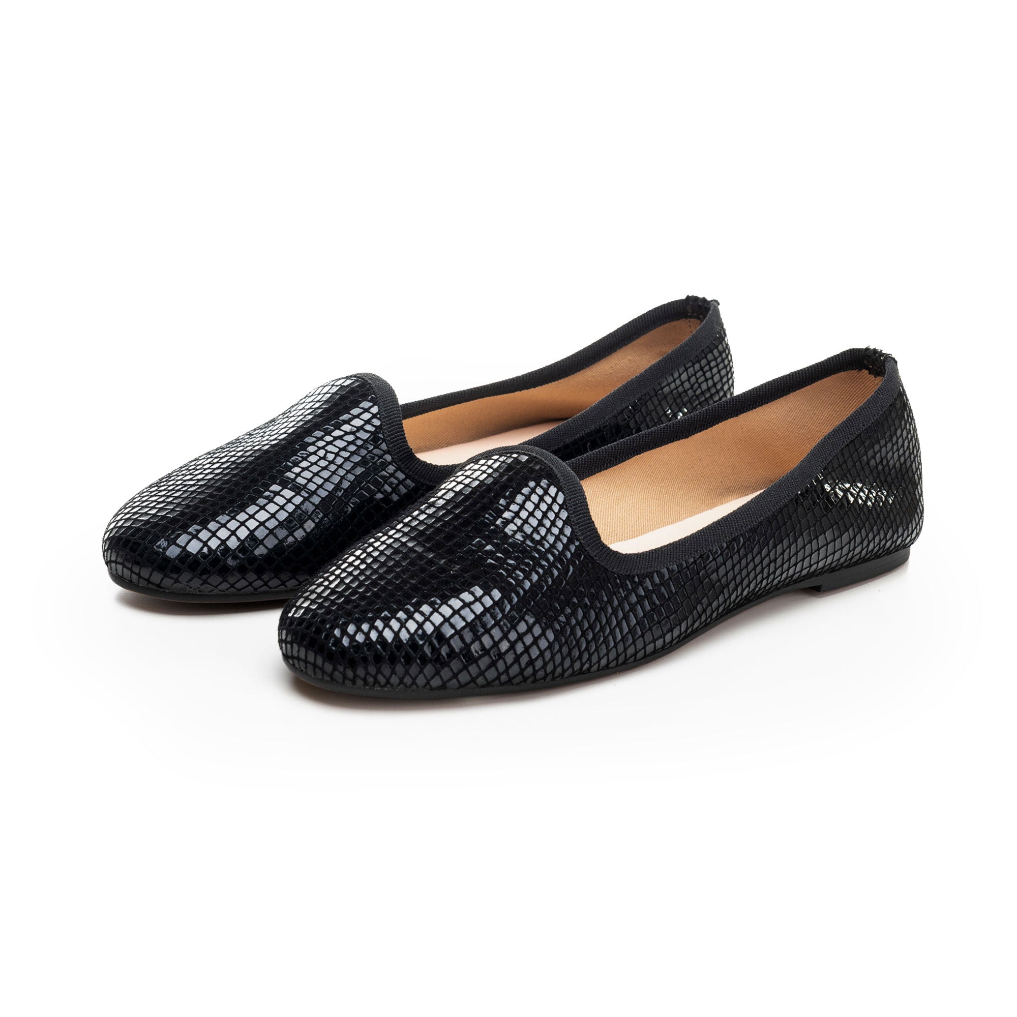 Black metallic suede woman loafers