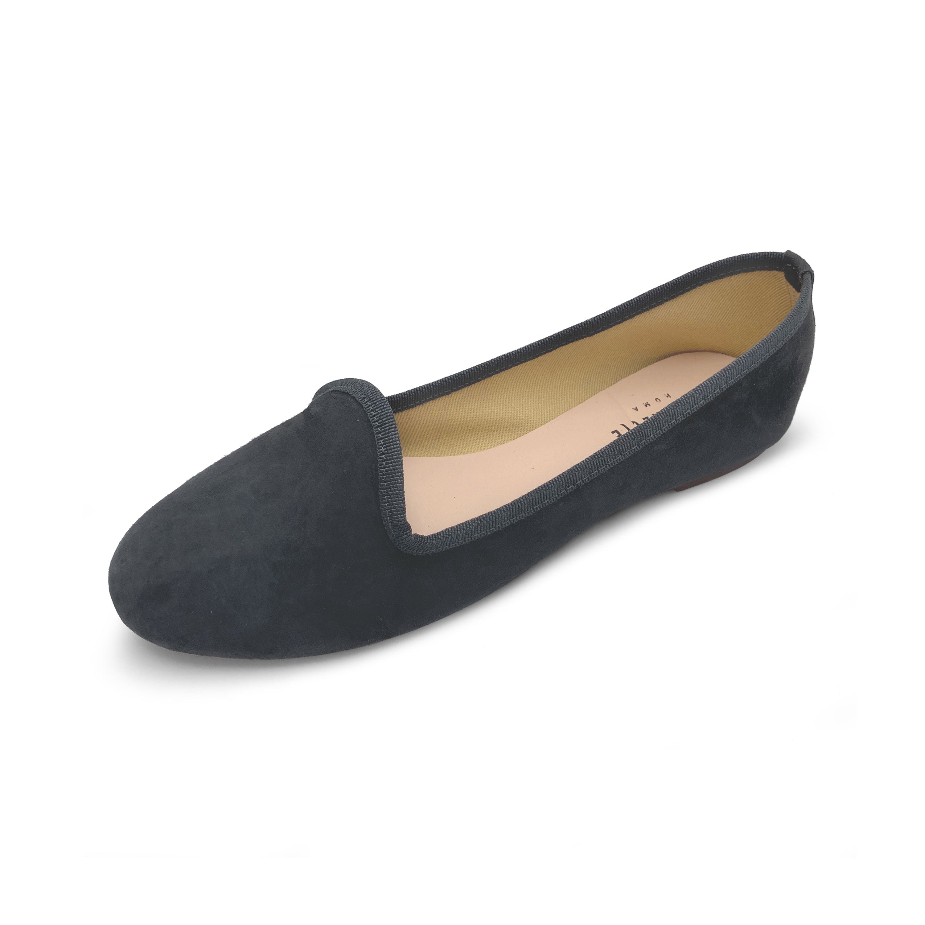 Gray women loafers in suede