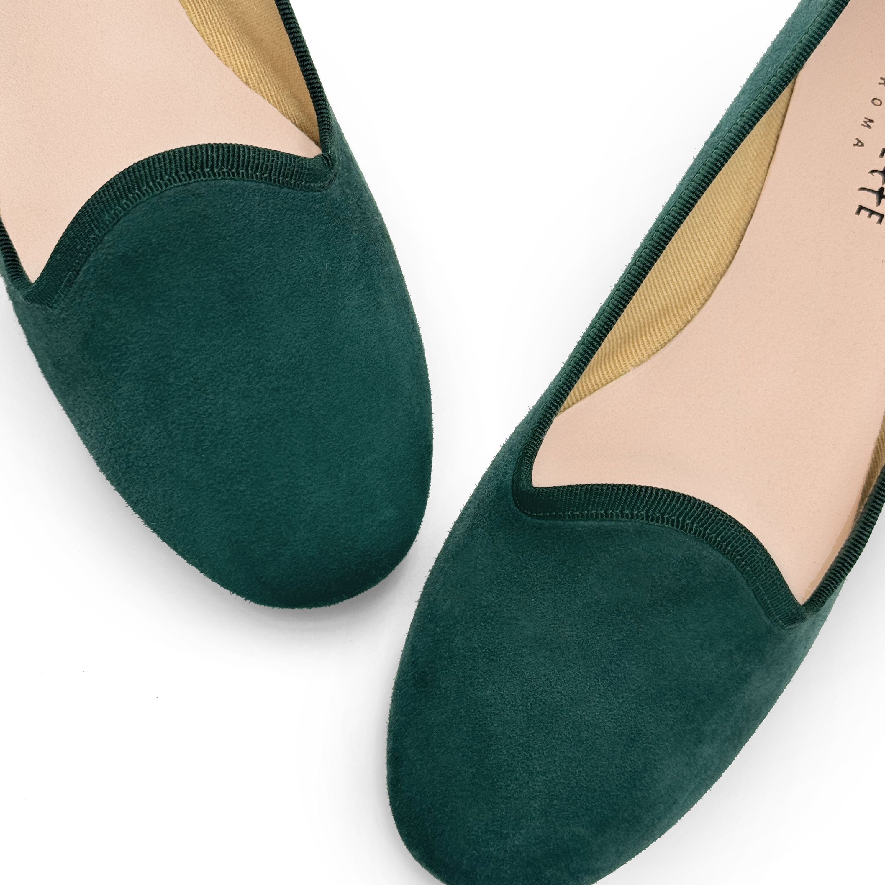 Women loafers in bottle green suede