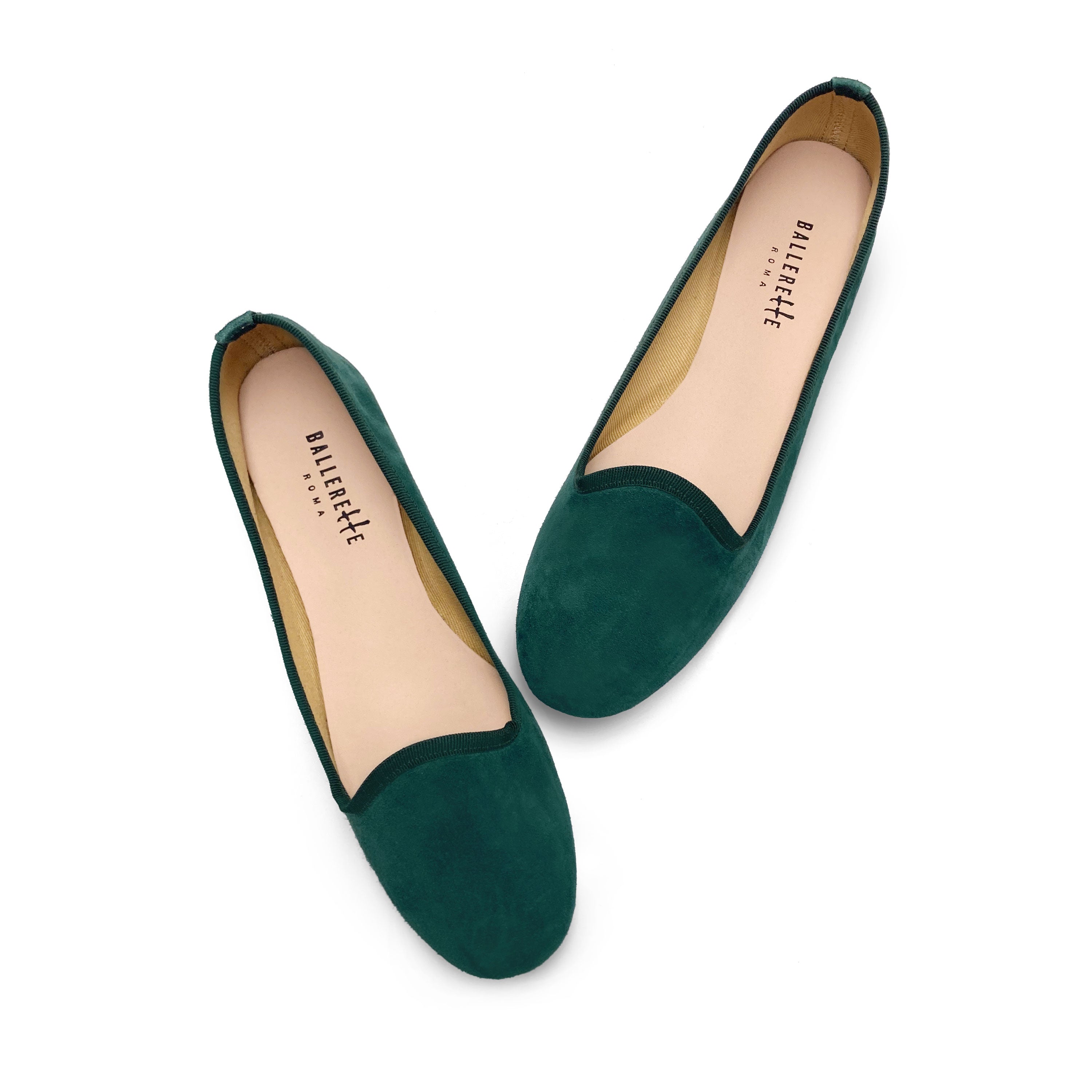 Women loafers in bottle green suede