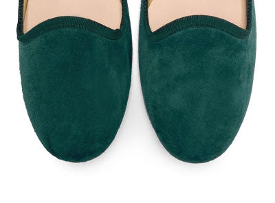 Women loafers in bottle green suede